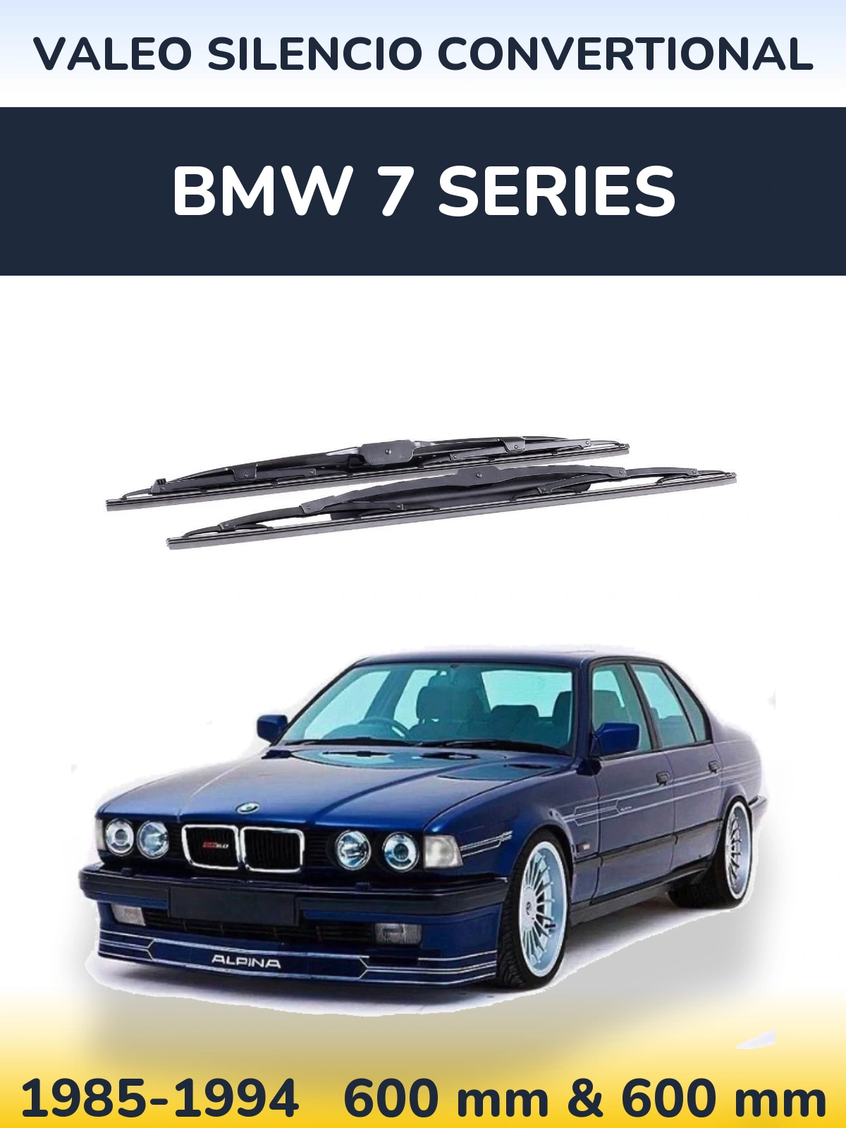 Комплект передних дворников Valeo Silencio Convertional 600 & 600 мм для BMW 7 Series 1985-1994