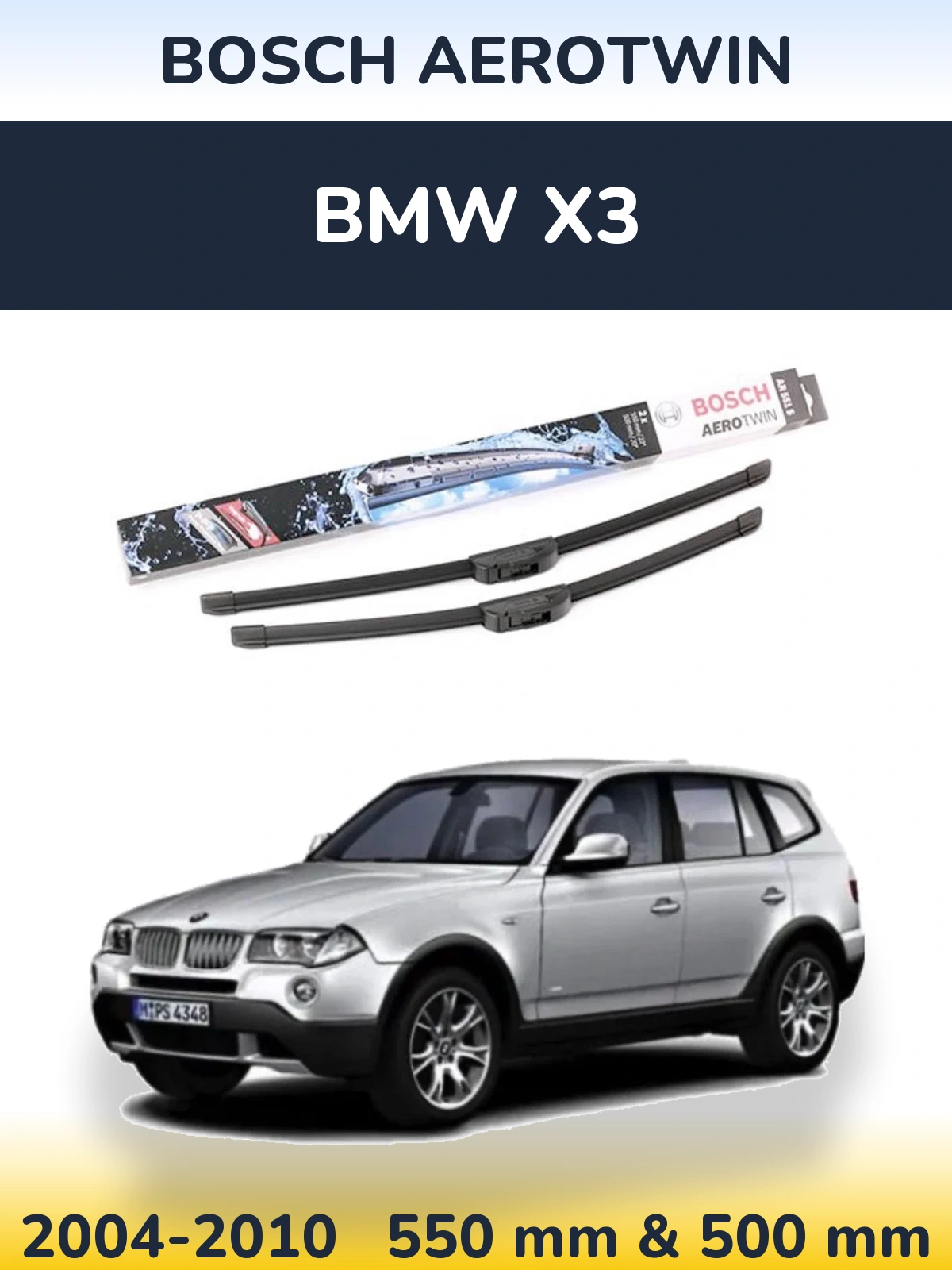 Комплект передних дворников BOSCH AeroTwin 550 & 500 мм для BMW X3 2004-2010