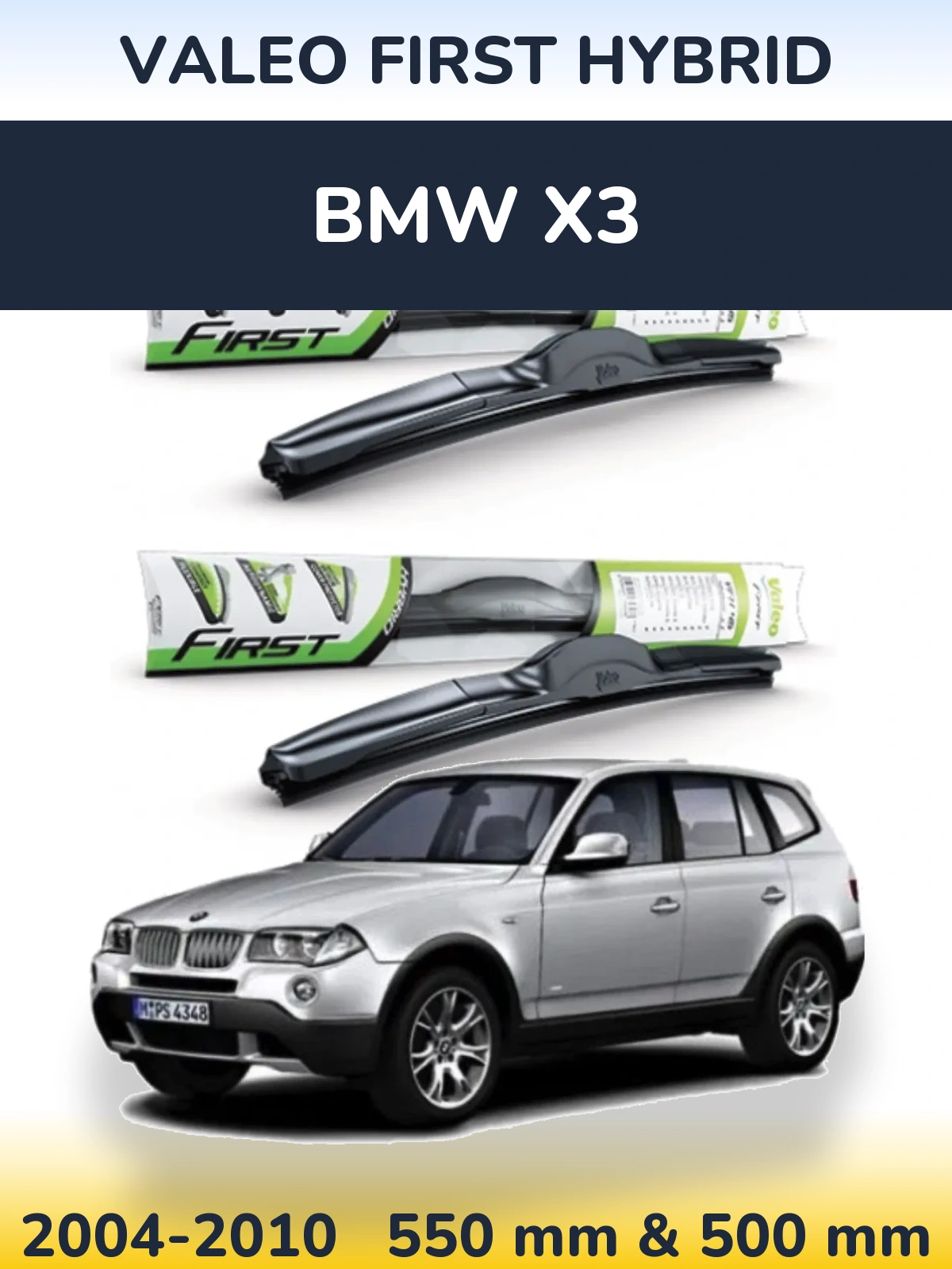 Комплект передних дворников Valeo First Hybrid 550 & 500 мм для BMW X3 2004-2010