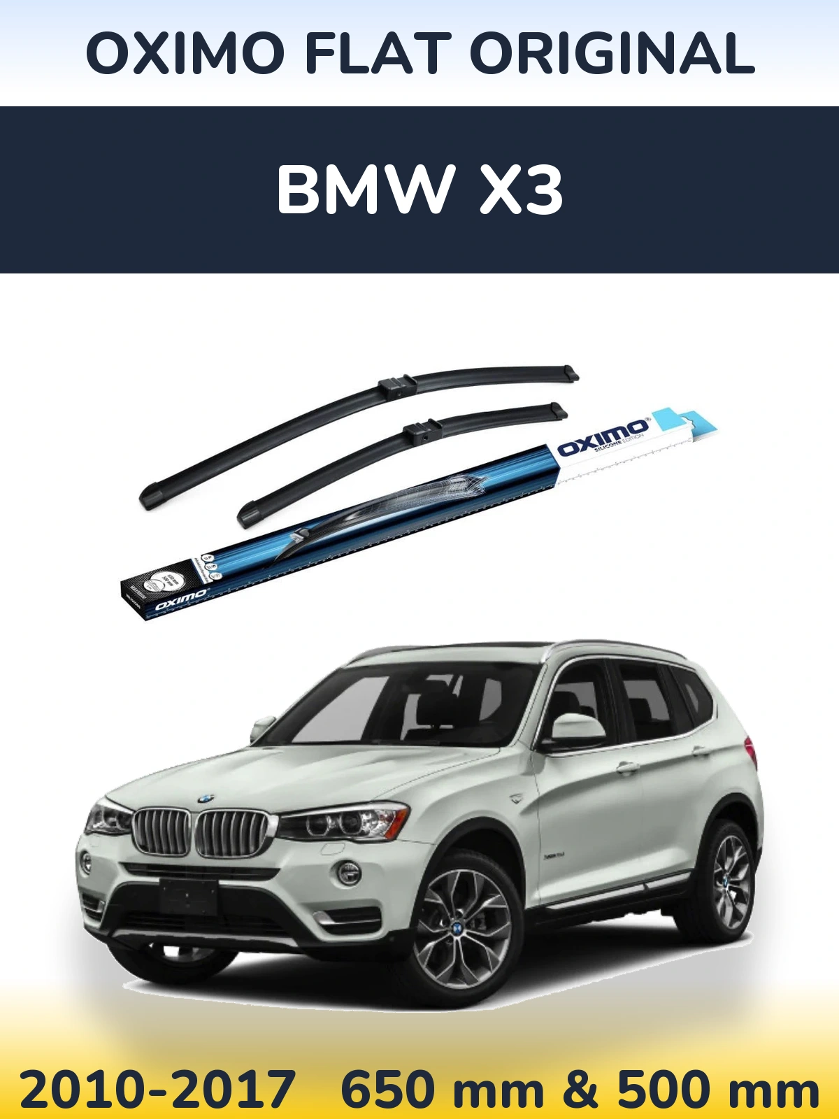 Komplet przednich wycieraczek Oximo Flat Original 650 & 500 mm do BMW X3 2010-2017