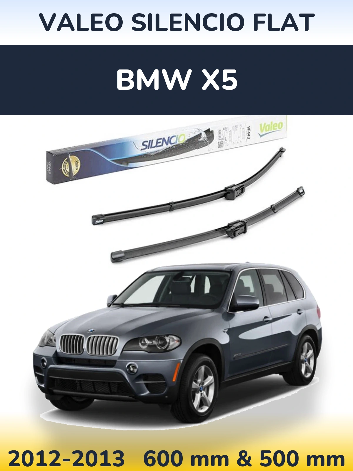 Комплект передних дворников Valeo Silencio Flat 600 & 500 мм для BMW X5 2012-2013