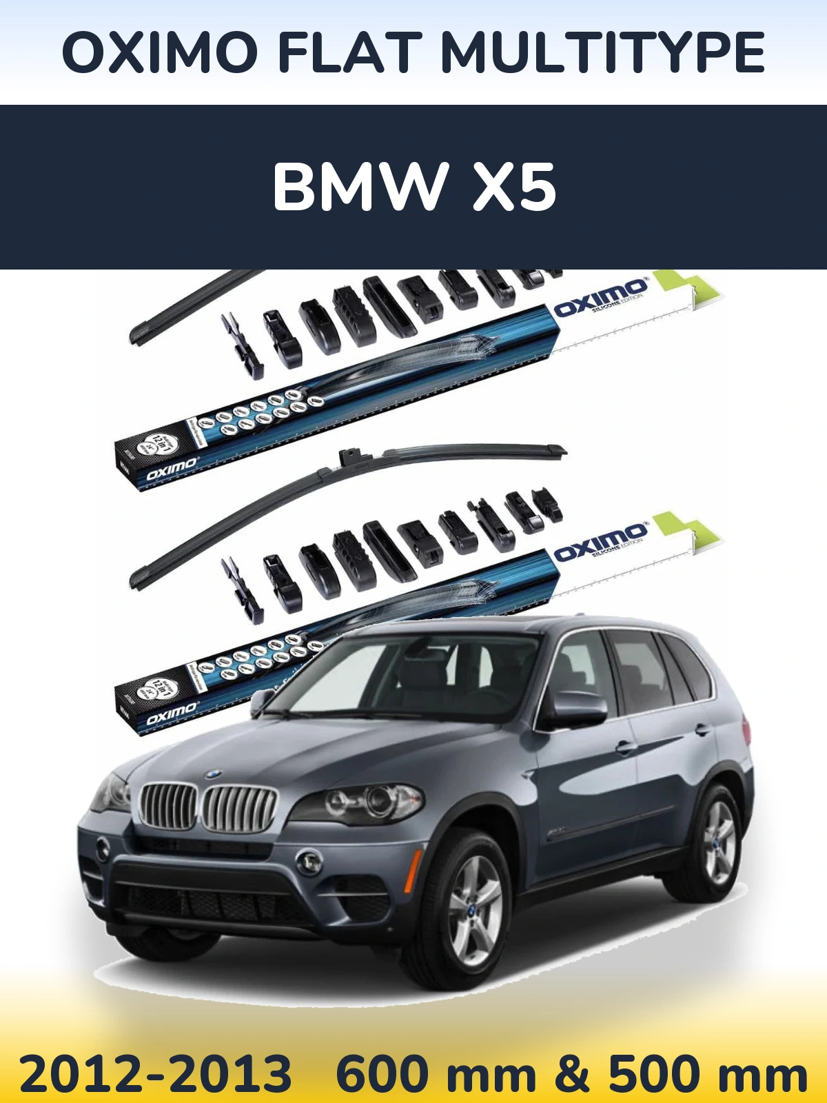 Комплект передних дворников Oximo Flat MultiТипe 600 & 500 мм для BMW X5 2012-2013