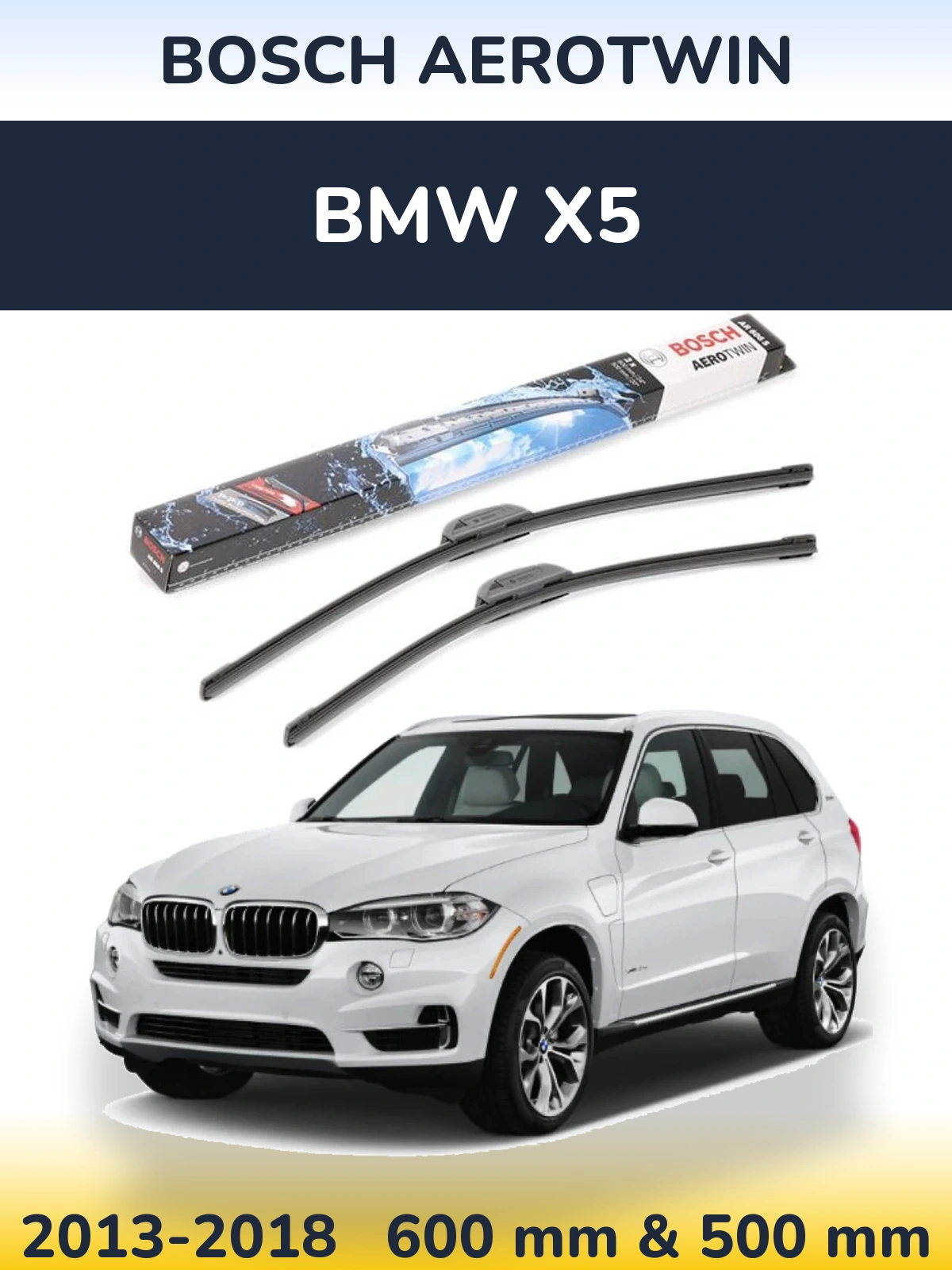 Komplet przednich wycieraczek BOSCH AeroTwin 600 & 500 mm do BMW X5 2013-2018