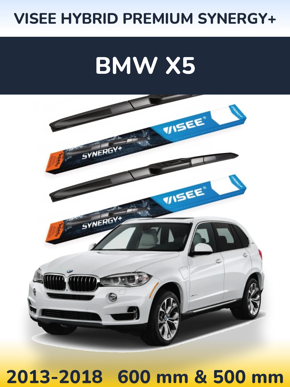 Комплект передних дворников VISEE HYBRID PREMIUM SYNERGY+ 600 & 500 мм для BMW X5 2013-2018