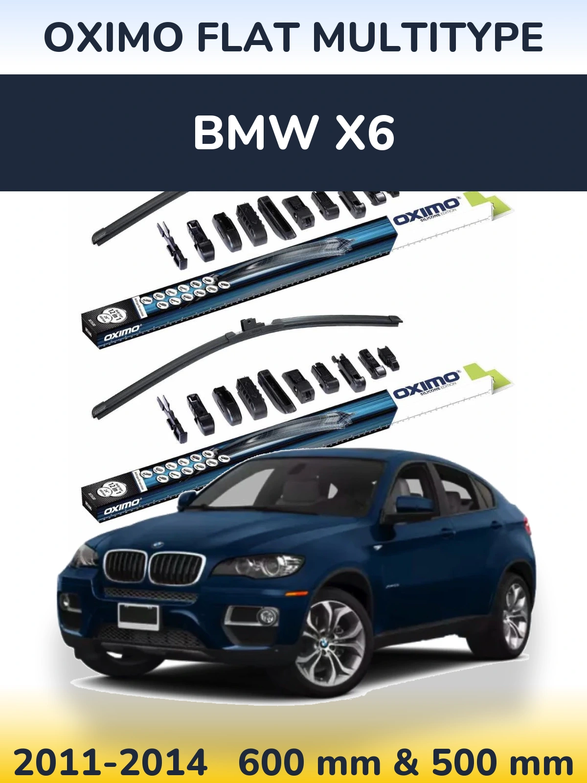 Komplet przednich wycieraczek Oximo Flat MultiType 600 & 500 mm do BMW X6 2011-2014