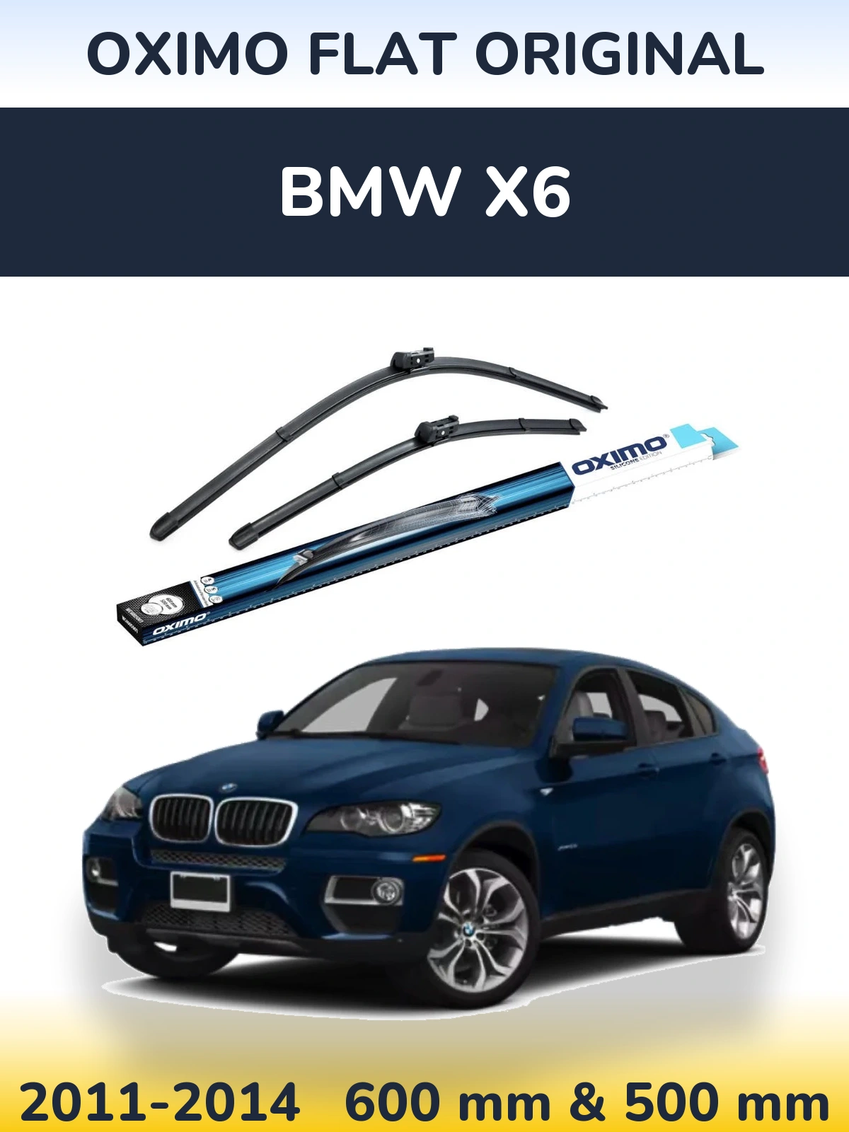 Front wiper blade set Oximo Flat Original 600 & 500 mm for BMW X6 2011-2014