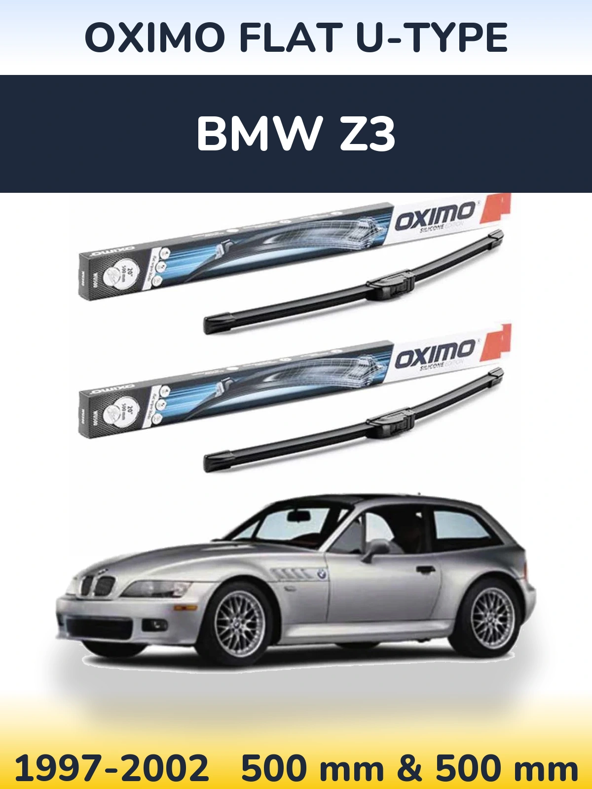 Komplet przednich wycieraczek Oximo Flat U-type 500 & 500 mm do BMW Z3 1997-2002
