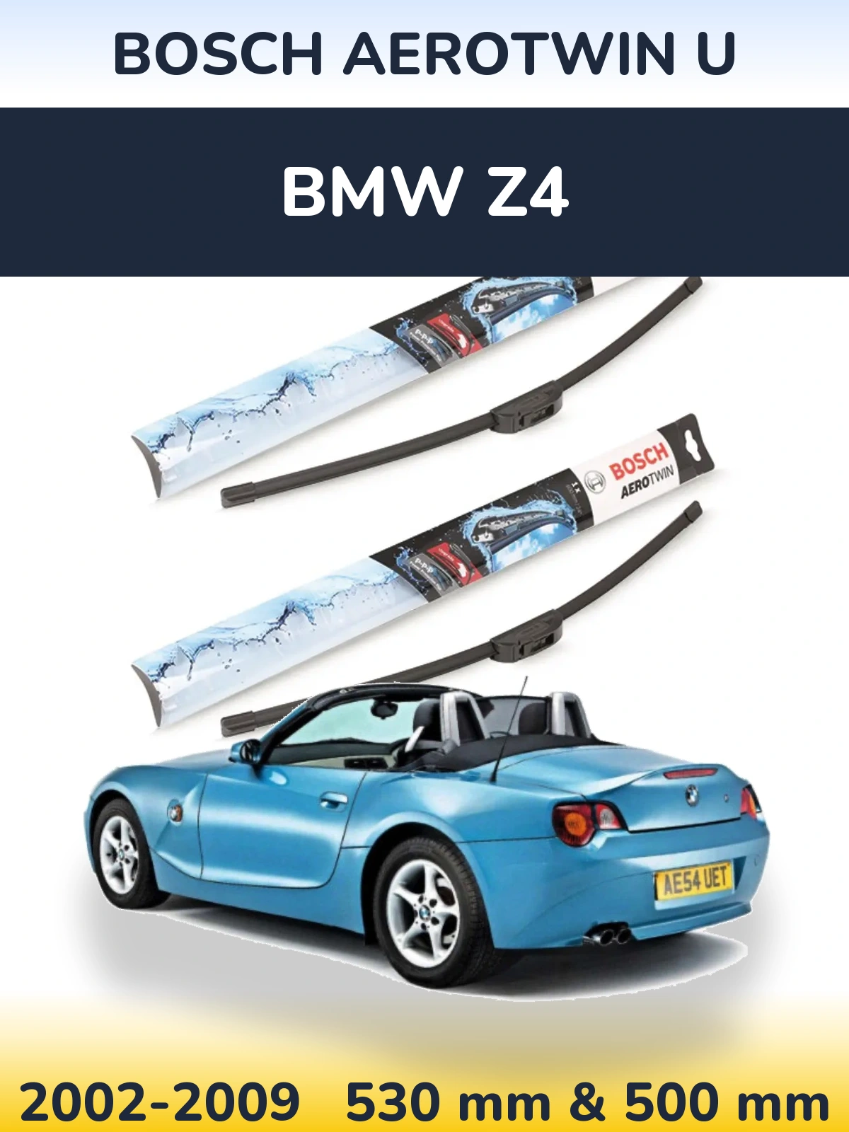 Комплект передних дворников BOSCH AeroTwin U 530 & 500 мм для BMW Z4 2002-2009