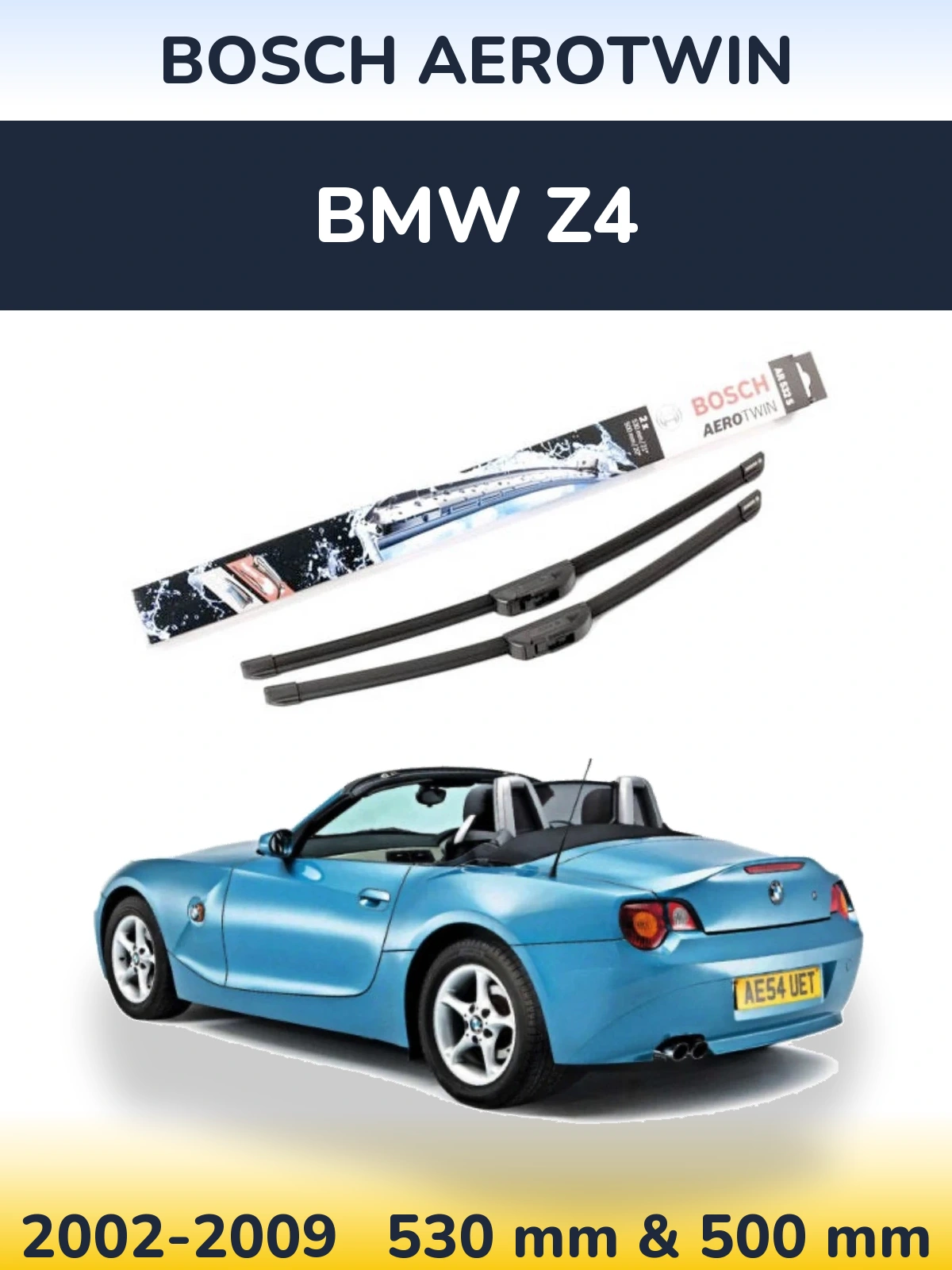 Комплект передних дворников BOSCH AeroTwin 530 & 500 мм для BMW Z4 2002-2009