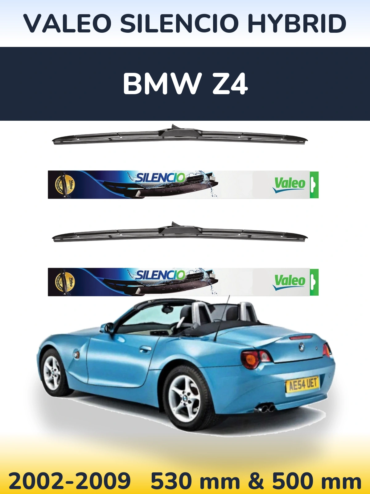 Комплект передних дворников Valeo Silencio Hybrid 530 & 500 мм для BMW Z4 2002-2009