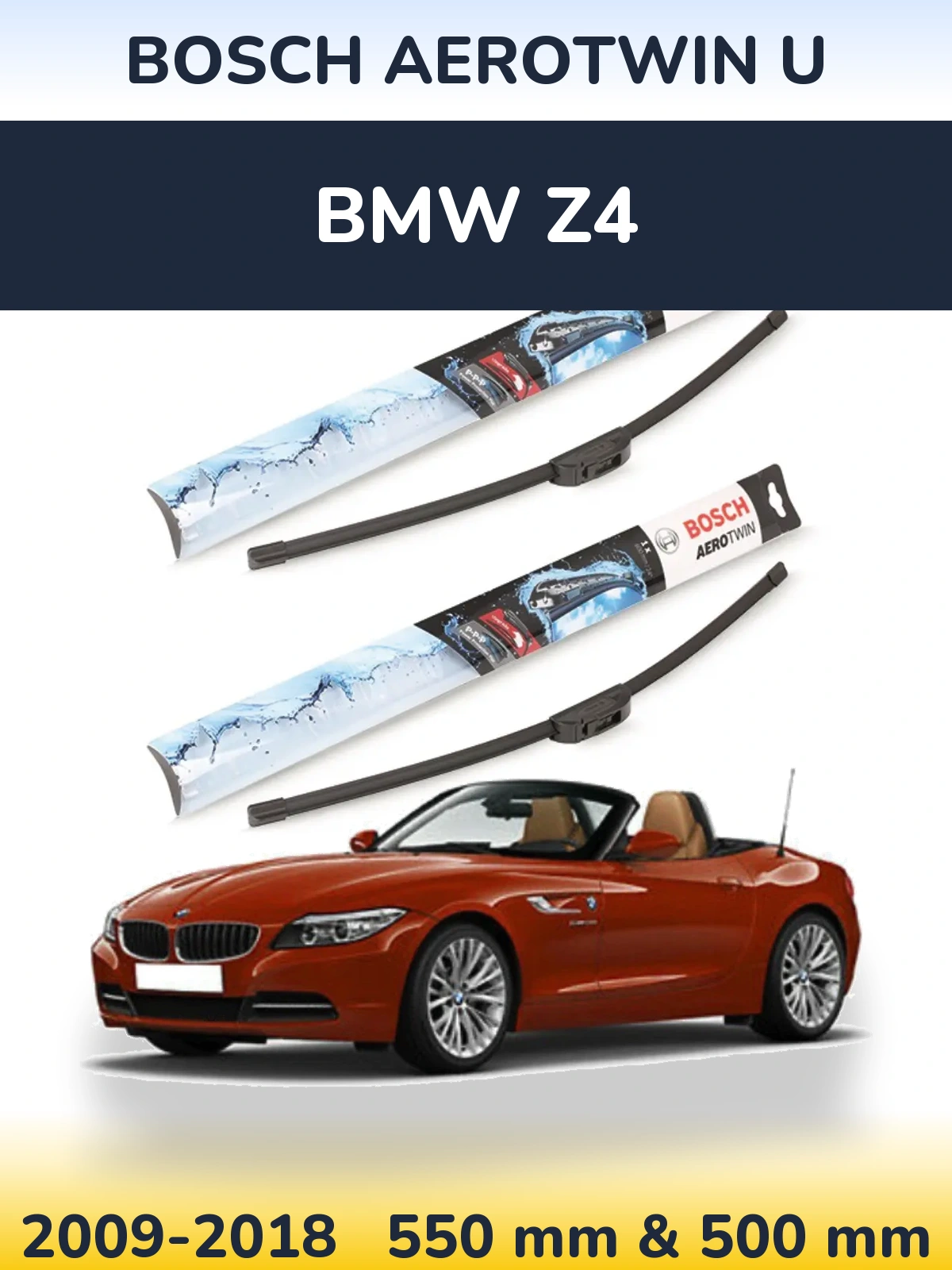 Комплект передних дворников BOSCH AeroTwin U 550 & 500 мм для BMW Z4 2009-2018