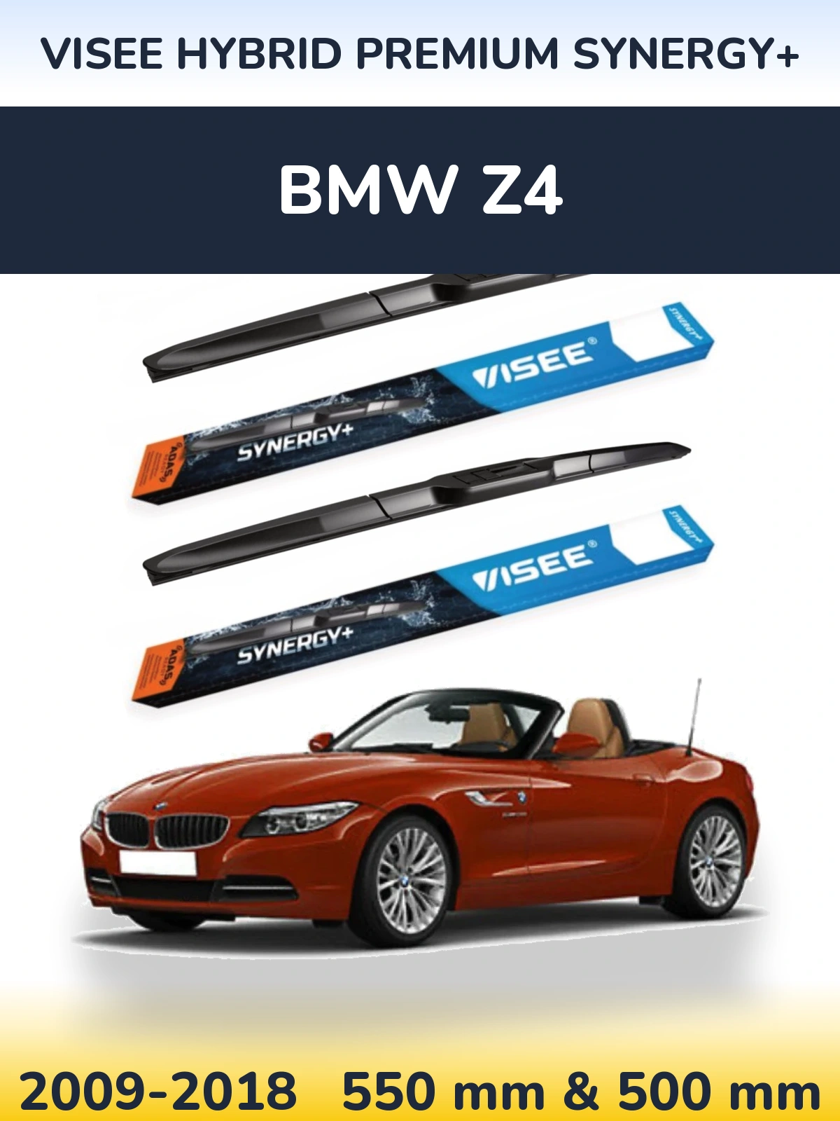 Komplet przednich wycieraczek VISEE HYBRID PREMIUM SYNERGY+ 550 & 500 mm do BMW Z4 2009-2018