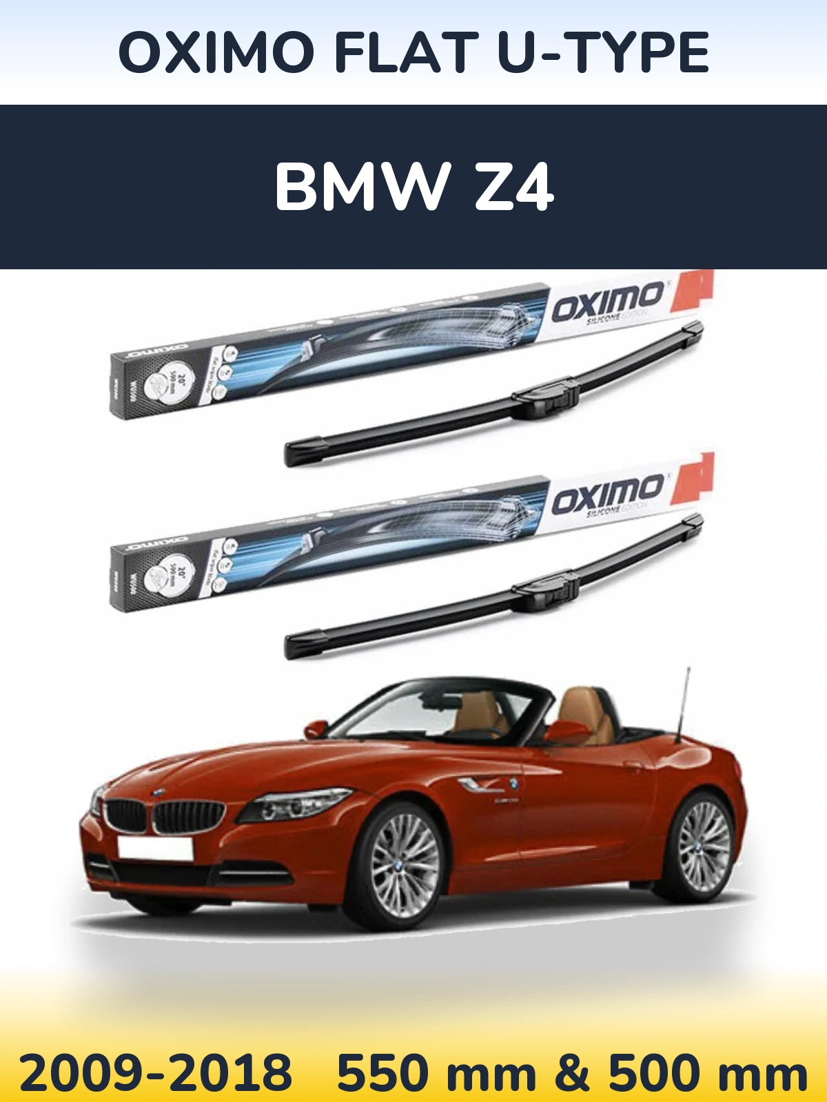 Komplet przednich wycieraczek Oximo Flat U-type 550 & 500 mm do BMW Z4 2009-2018
