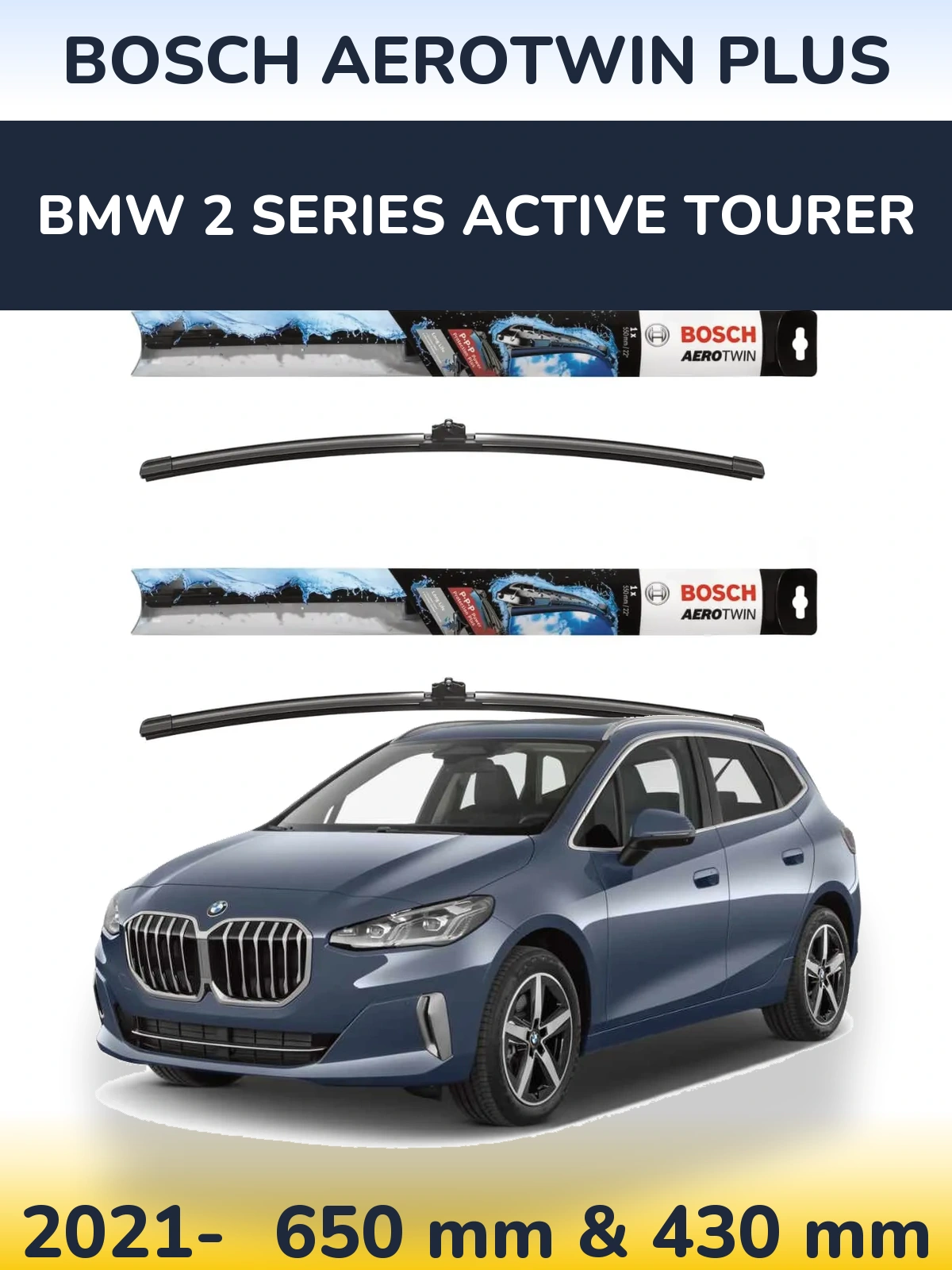 Komplet przednich wycieraczek BOSCH AeroTwin Plus 650 & 430 mm do BMW Seria 2 Active Tourer 2021-2026