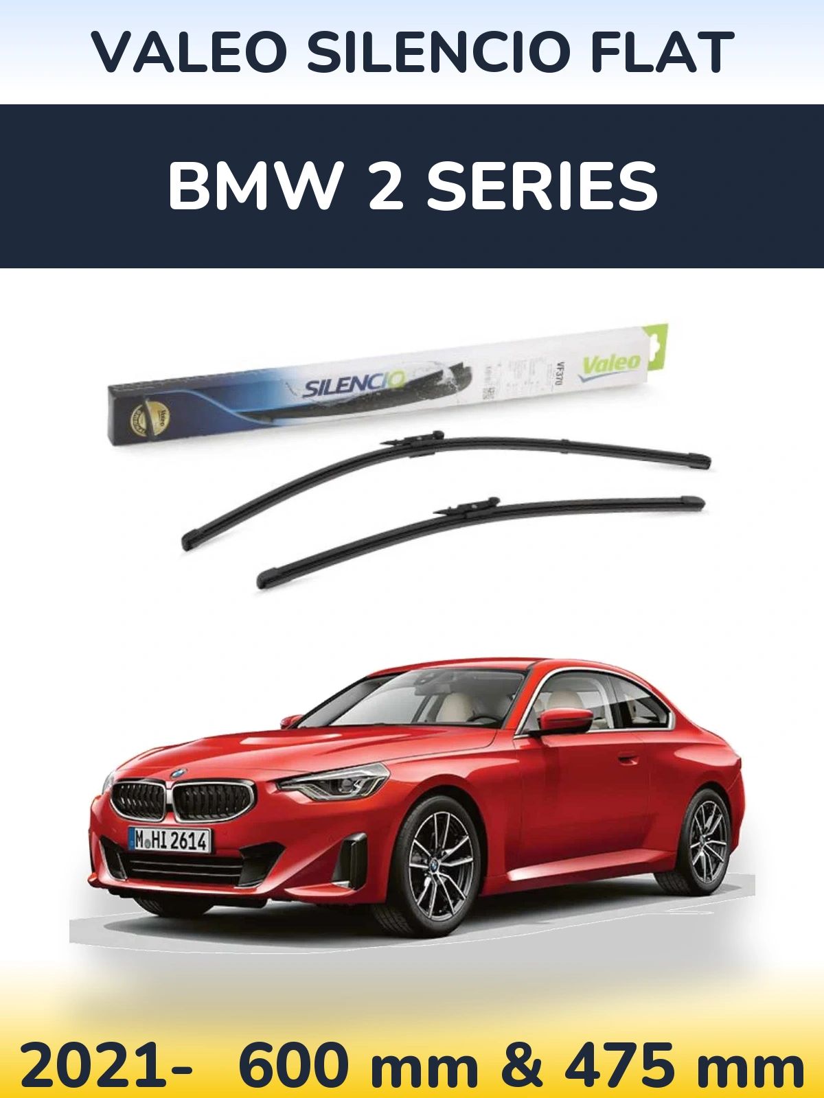 Komplet przednich wycieraczek Valeo Silencio Flat 600 & 475 mm do BMW Seria 2 2021-2026