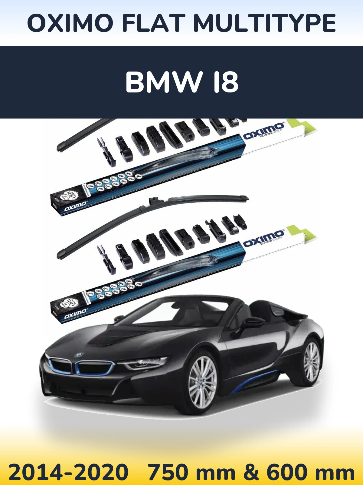 Komplet przednich wycieraczek Oximo Flat MultiType 750 & 600 mm do BMW i8 2014-2020