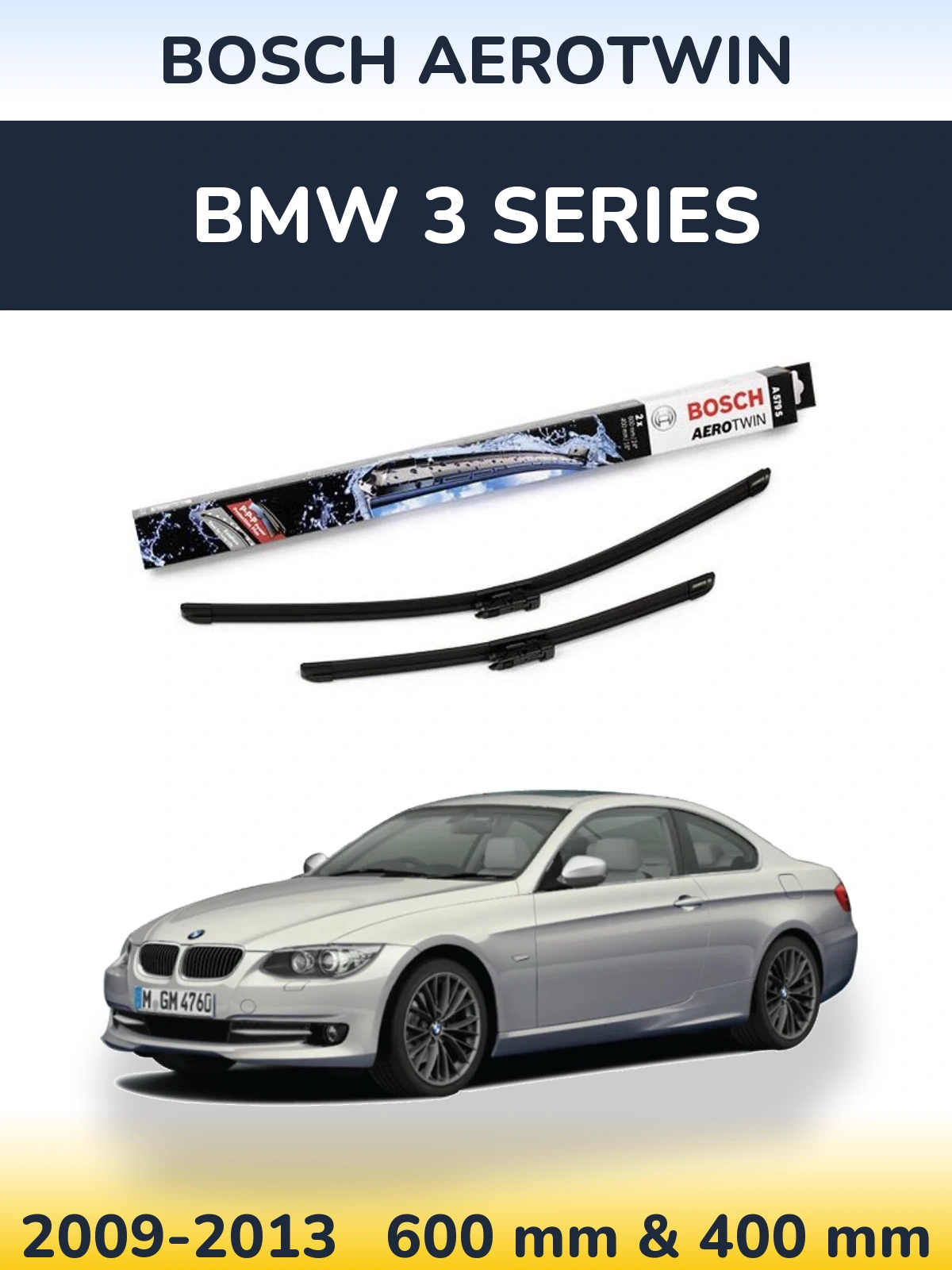 Komplet przednich wycieraczek BOSCH AeroTwin 600 & 400 mm do BMW Seria 3 2009-2013