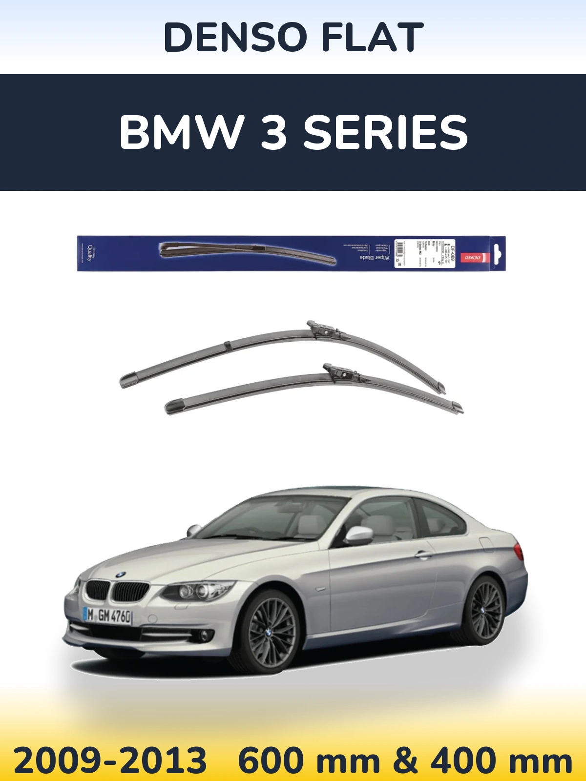 Komplet przednich wycieraczek Denso Flat 600 & 400 mm do BMW Seria 3 2009-2013