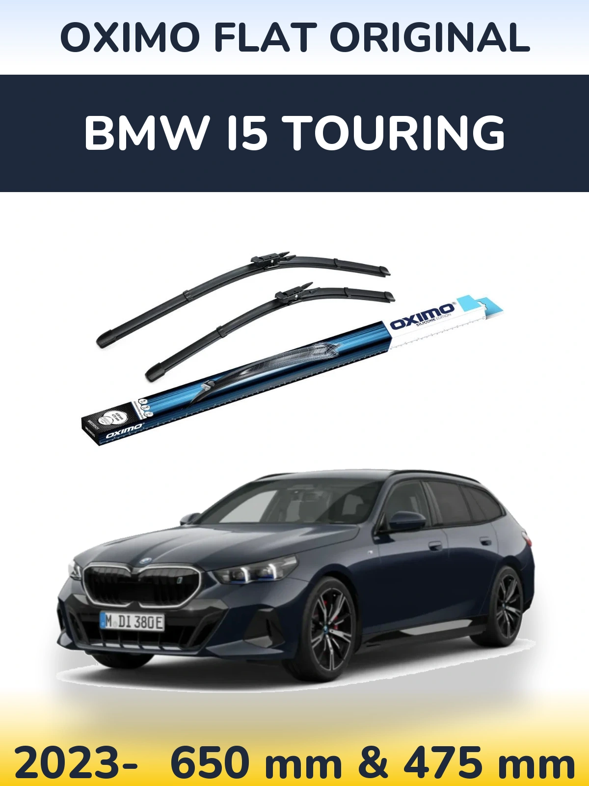 Комплект передних дворников Oximo Flat Original 650 & 475 мм для BMW i5 Touring 2023-2026