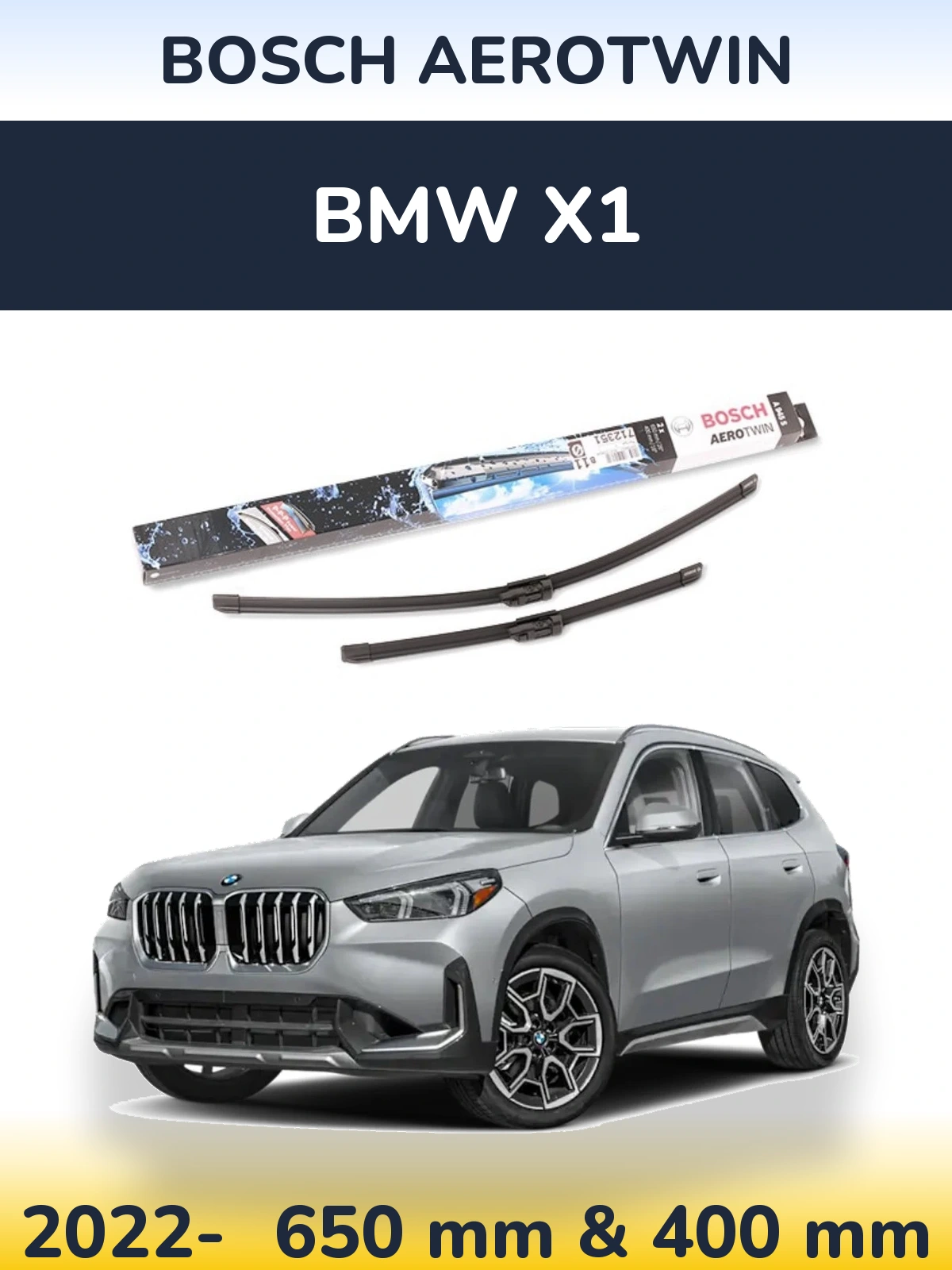 Komplet przednich wycieraczek BOSCH AeroTwin 650 & 400 mm do BMW X1 2022-2026