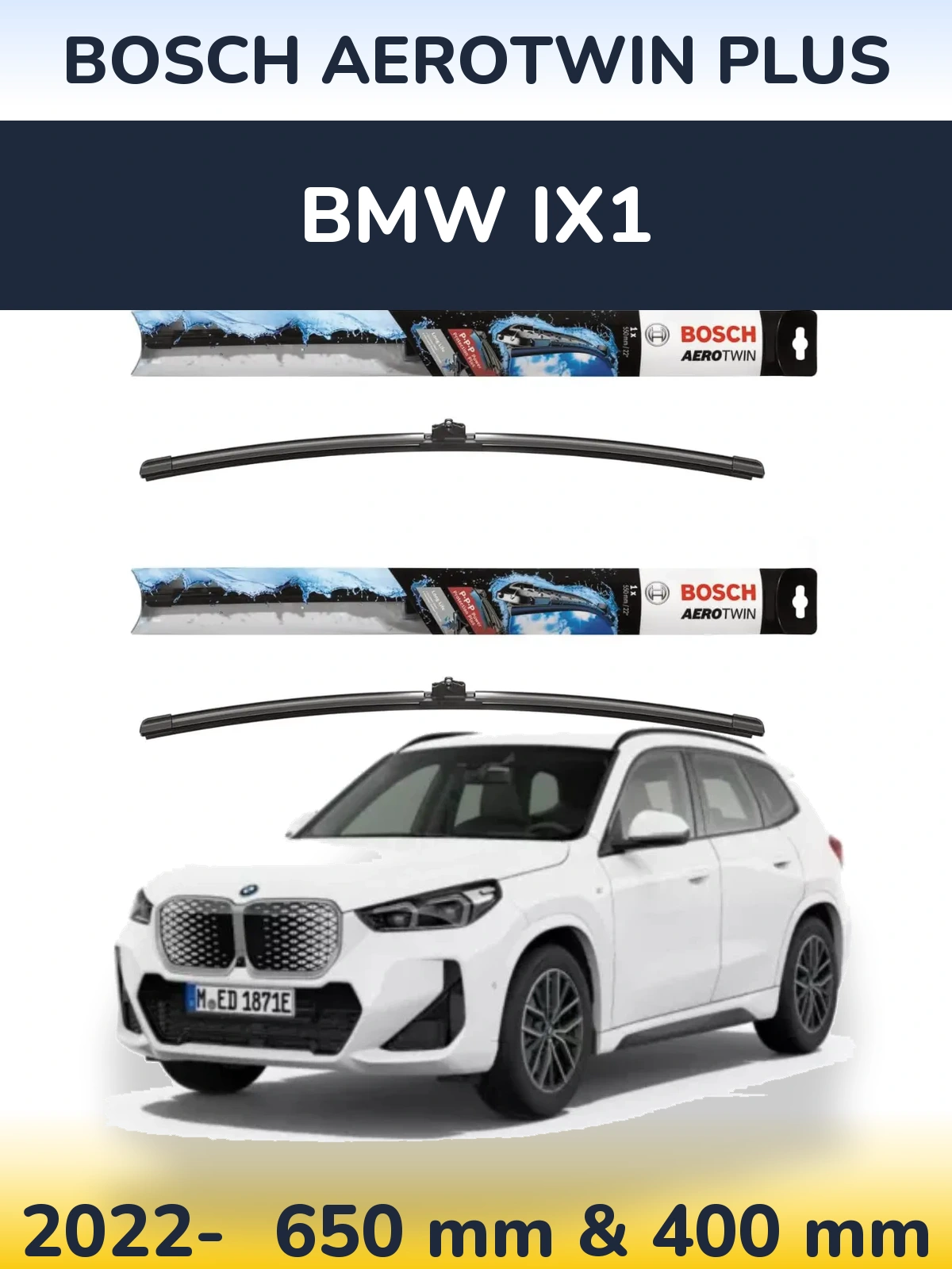 Komplet przednich wycieraczek BOSCH AeroTwin Plus 650 & 400 mm do BMW iX1 2022-2026