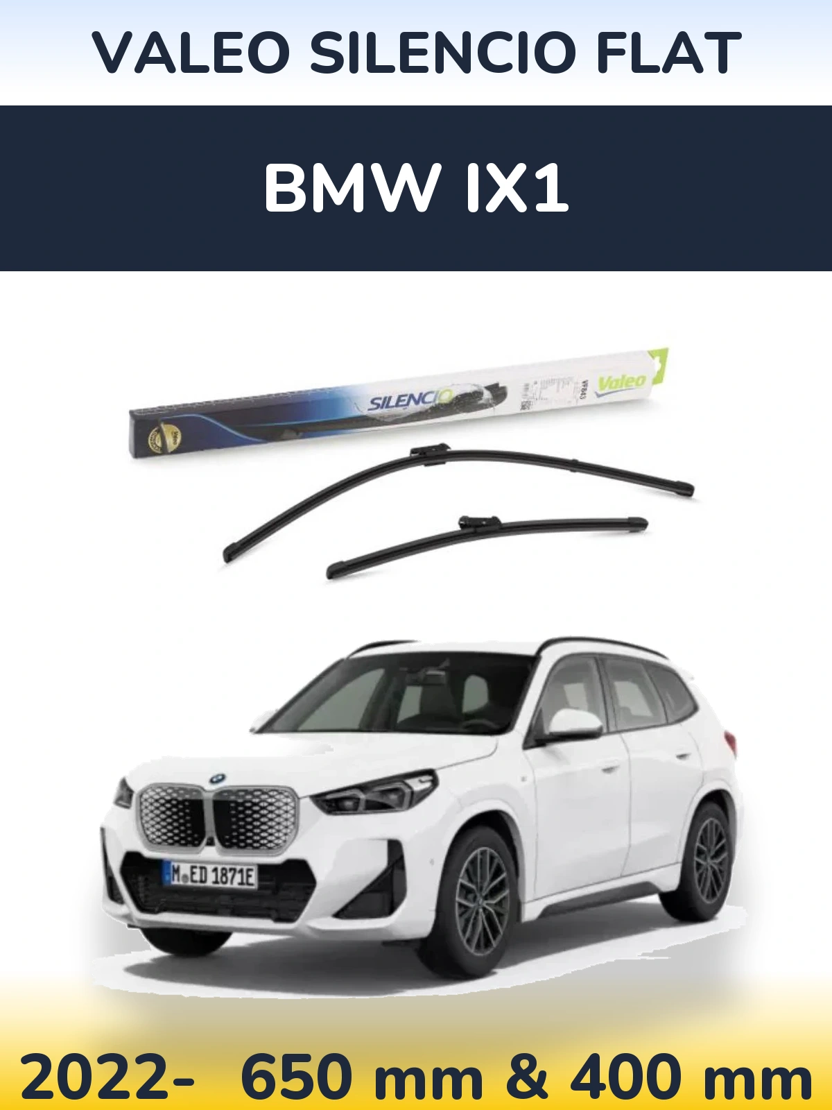 Komplet przednich wycieraczek Valeo Silencio Flat 650 & 400 mm do BMW iX1 2022-2026