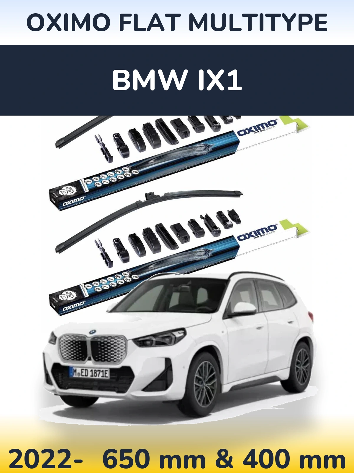 Komplet przednich wycieraczek Oximo Flat MultiType 650 & 400 mm do BMW iX1 2022-2026