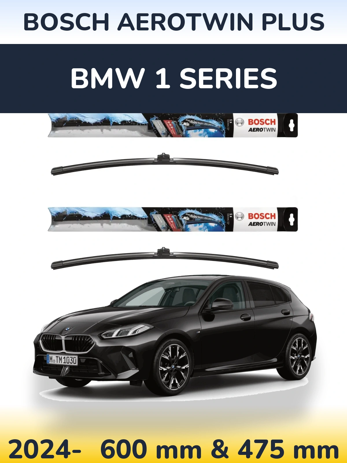 Комплект передних дворников BOSCH AeroTwin Plus 600 & 475 мм для BMW 1 Series 2024-2026