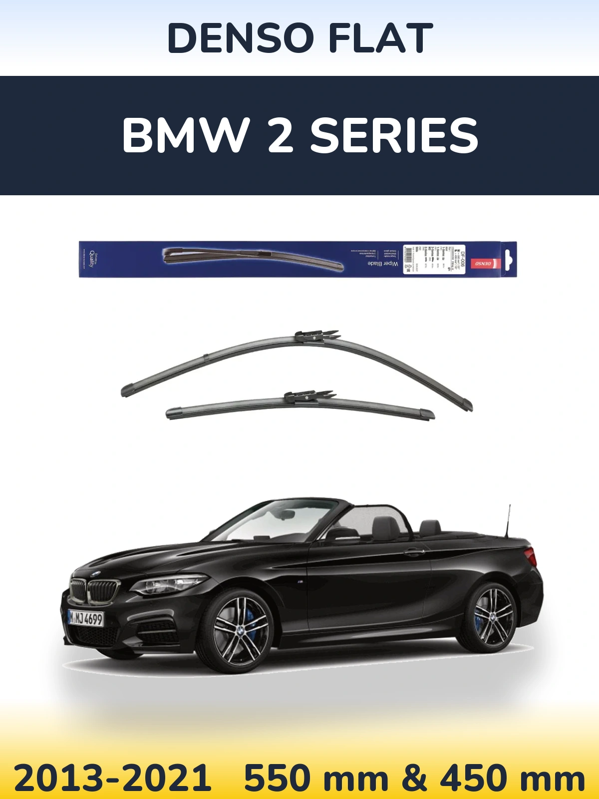 Комплект передних дворников Denso Flat 550 & 450 мм для BMW 2 Series 2013-2021