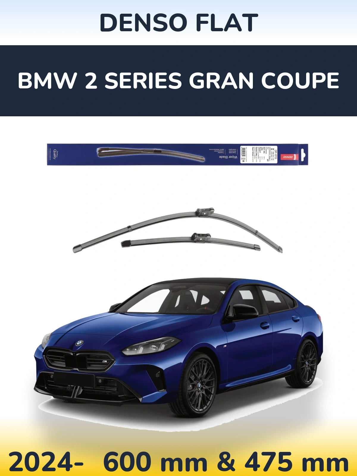 Комплект передних дворников Denso Flat 600 & 475 мм для BMW 2 Series Gran Coupe 2024-2026