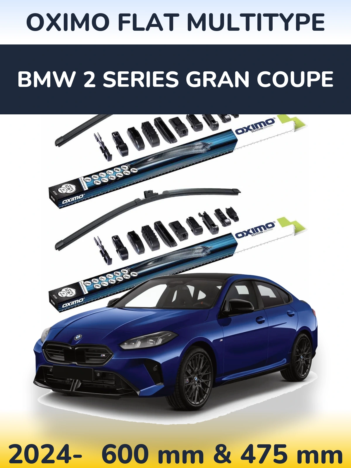 Komplet przednich wycieraczek Oximo Flat MultiType 600 & 475 mm do BMW Seria 2 Gran Coupe 2024-2026