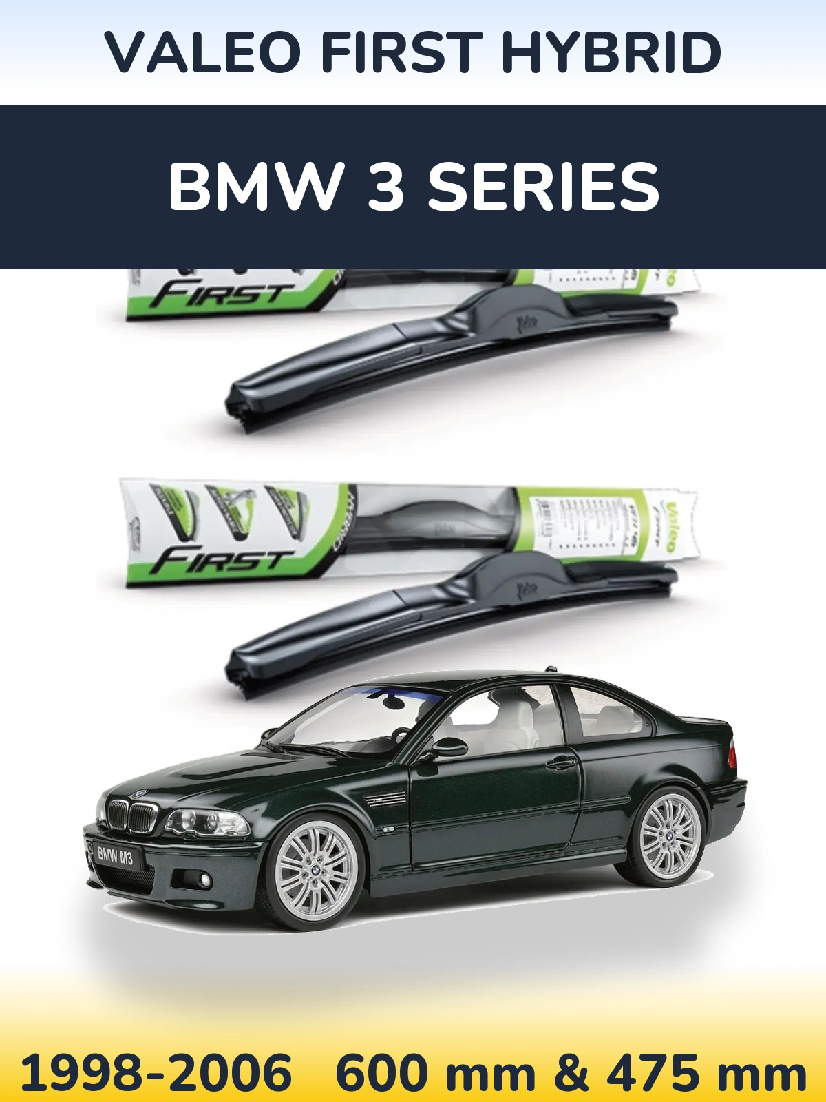 Комплект передних дворников Valeo First Hybrid 600 & 475 мм для BMW 3 Series 1998-2006