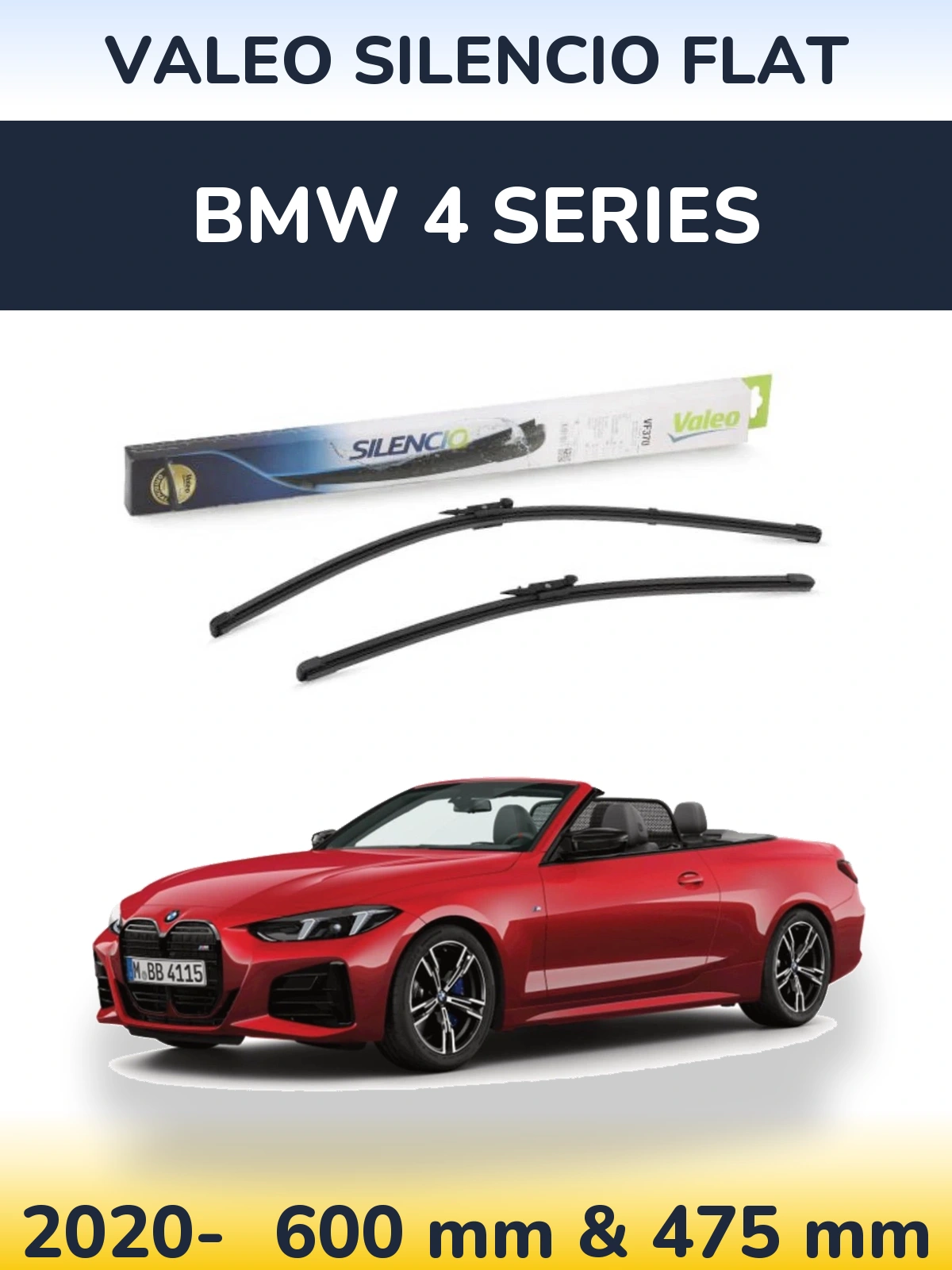 Komplet przednich wycieraczek Valeo Silencio Flat 600 & 475 mm do BMW Seria 4 2020-2026