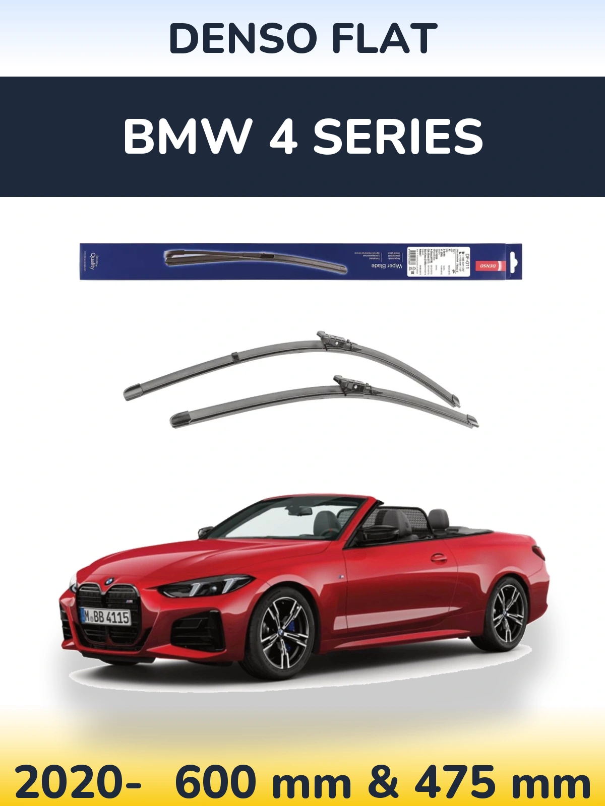 Комплект передних дворников Denso Flat 600 & 475 мм для BMW 4 Series 2020-2026