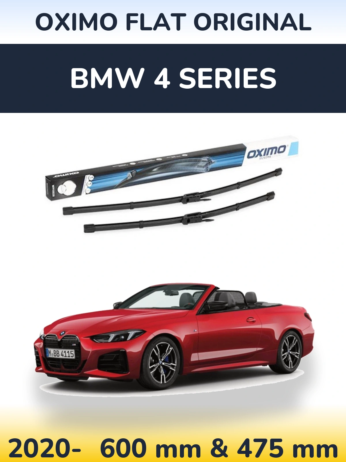 Комплект передних дворников Oximo Flat Original 600 & 475 мм для BMW 4 Series 2020-2026