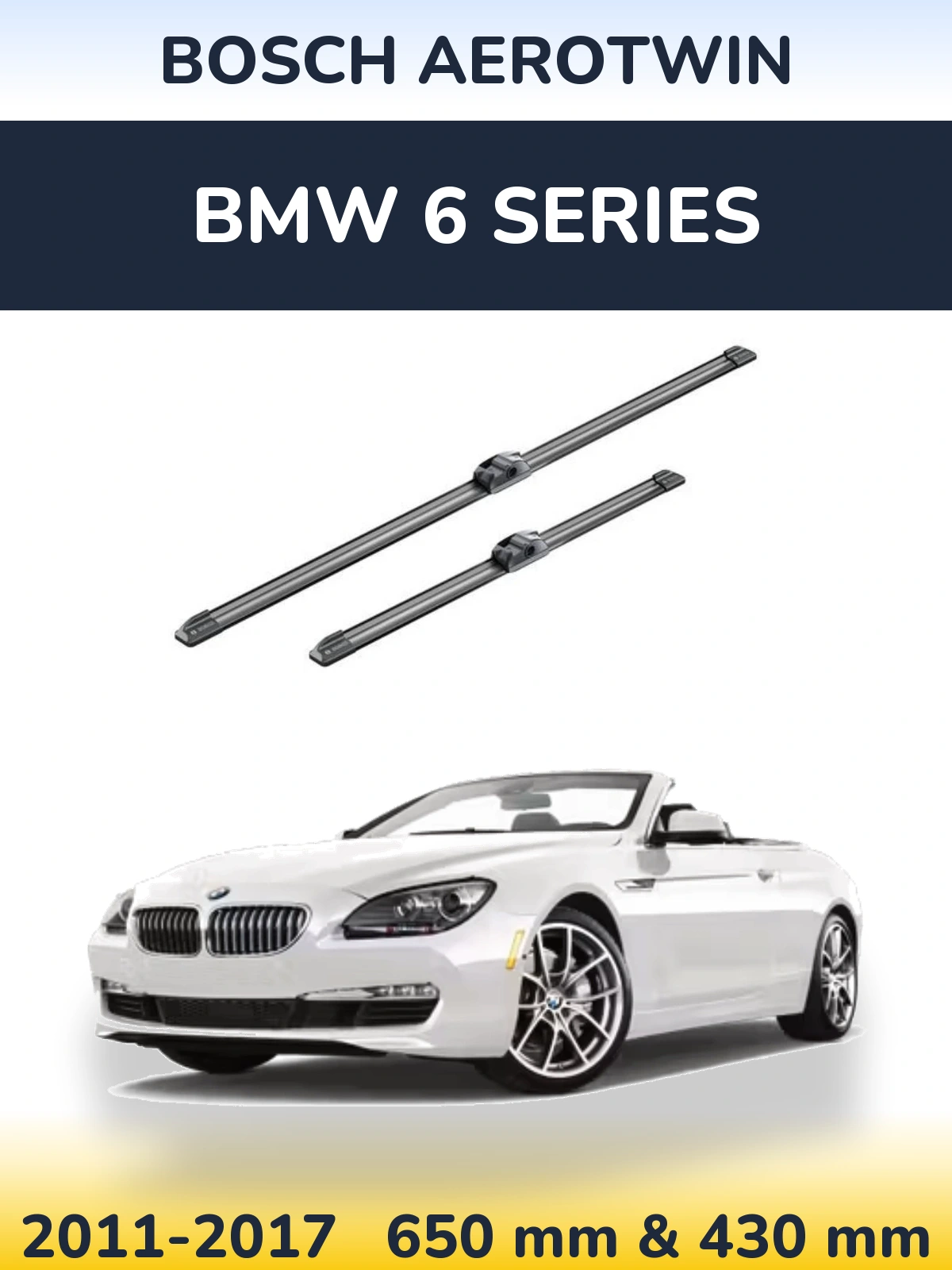 Комплект передніх щіток BOSCH AeroTwin 650 & 430 мм для BMW 6 Series 2011-2017