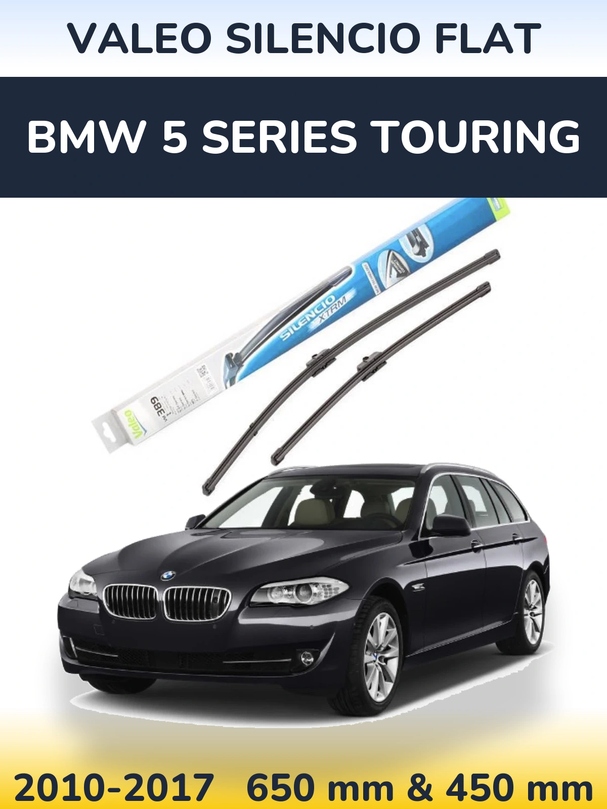 Komplet przednich wycieraczek Valeo Silencio Flat 650 & 450 mm do BMW Seria 5 Touring 2010-2017