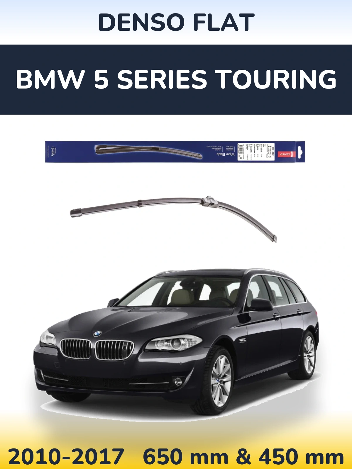 Front wiper blade set Denso Flat 650 & 450 mm for BMW 5 Series Touring 2010-2017
