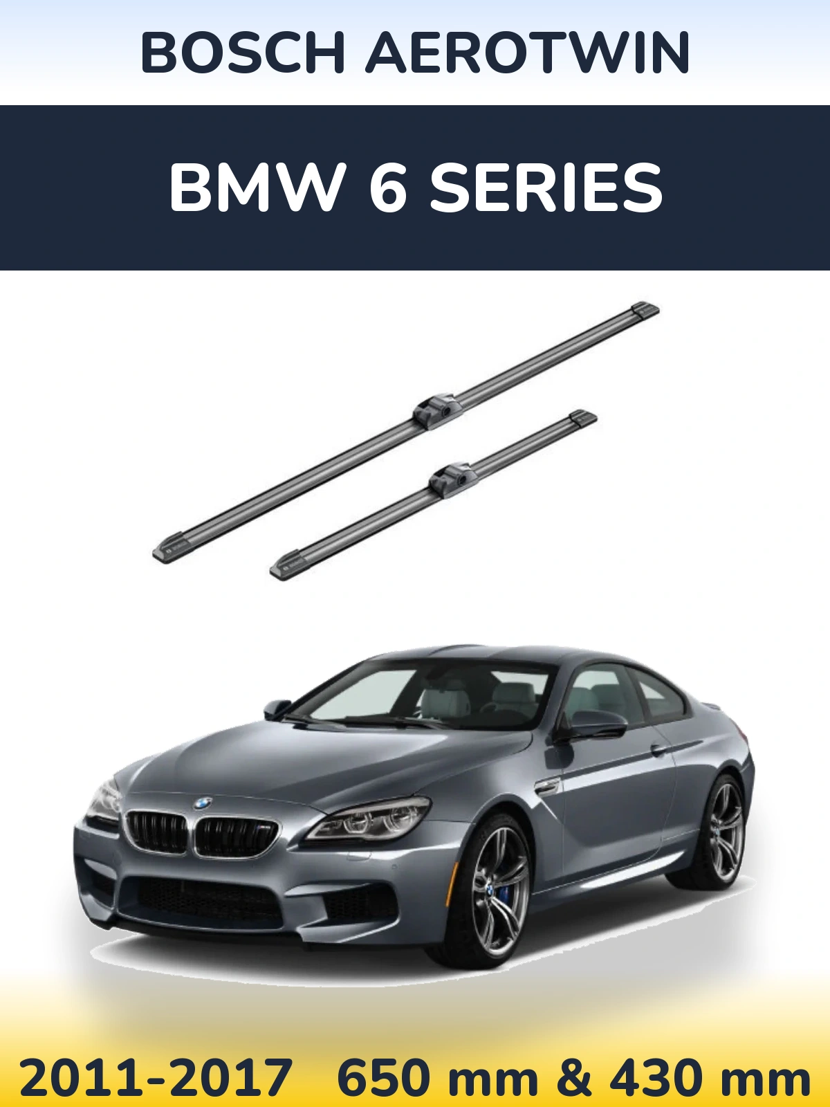 Komplet przednich wycieraczek BOSCH AeroTwin 650 & 430 mm do BMW Seria 6 2011-2017