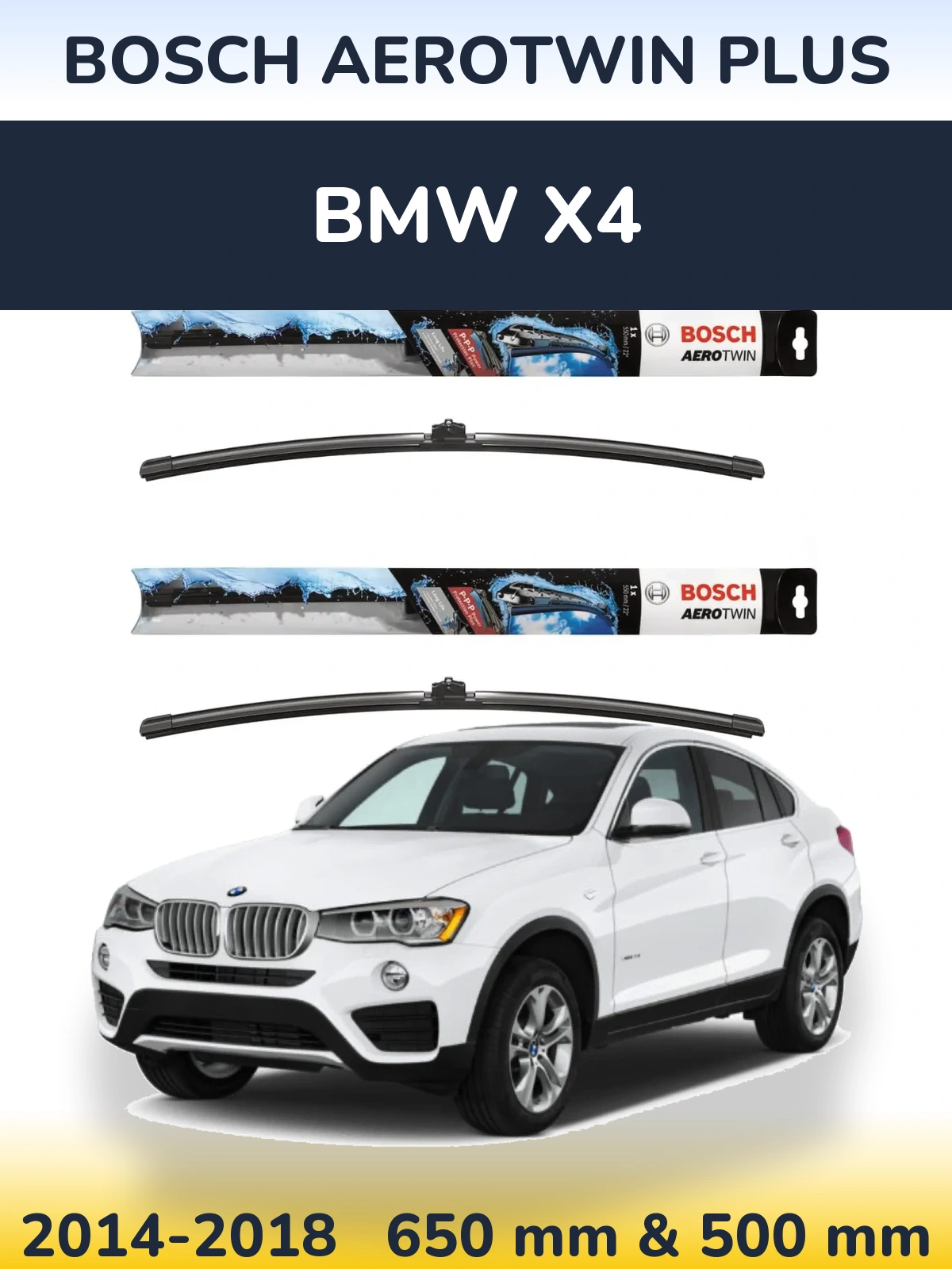 Комплект передних дворников BOSCH AeroTwin Plus 650 & 500 мм для BMW X4 2014-2018