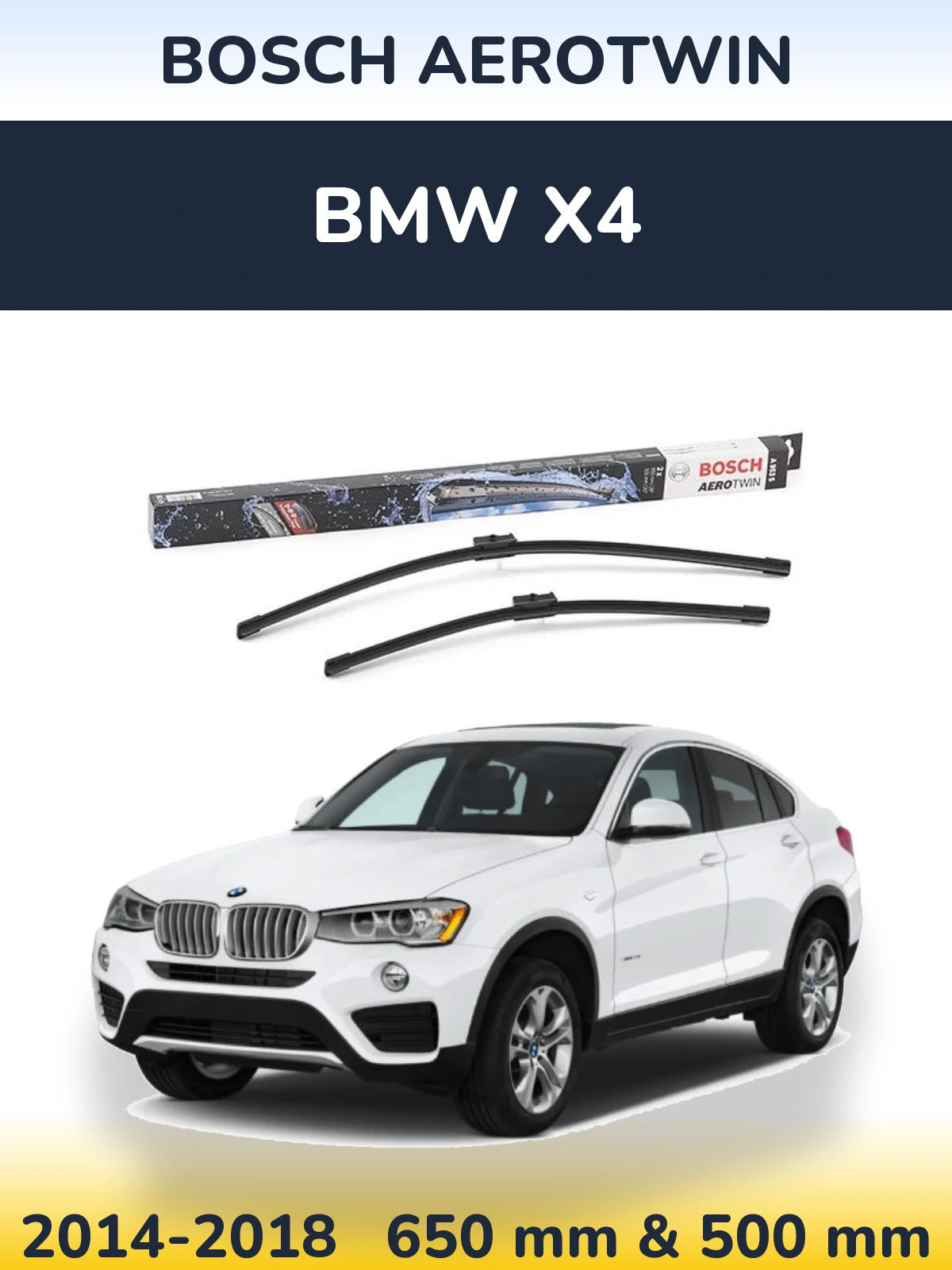 Комплект передних дворников BOSCH AeroTwin 650 & 500 мм для BMW X4 2014-2018