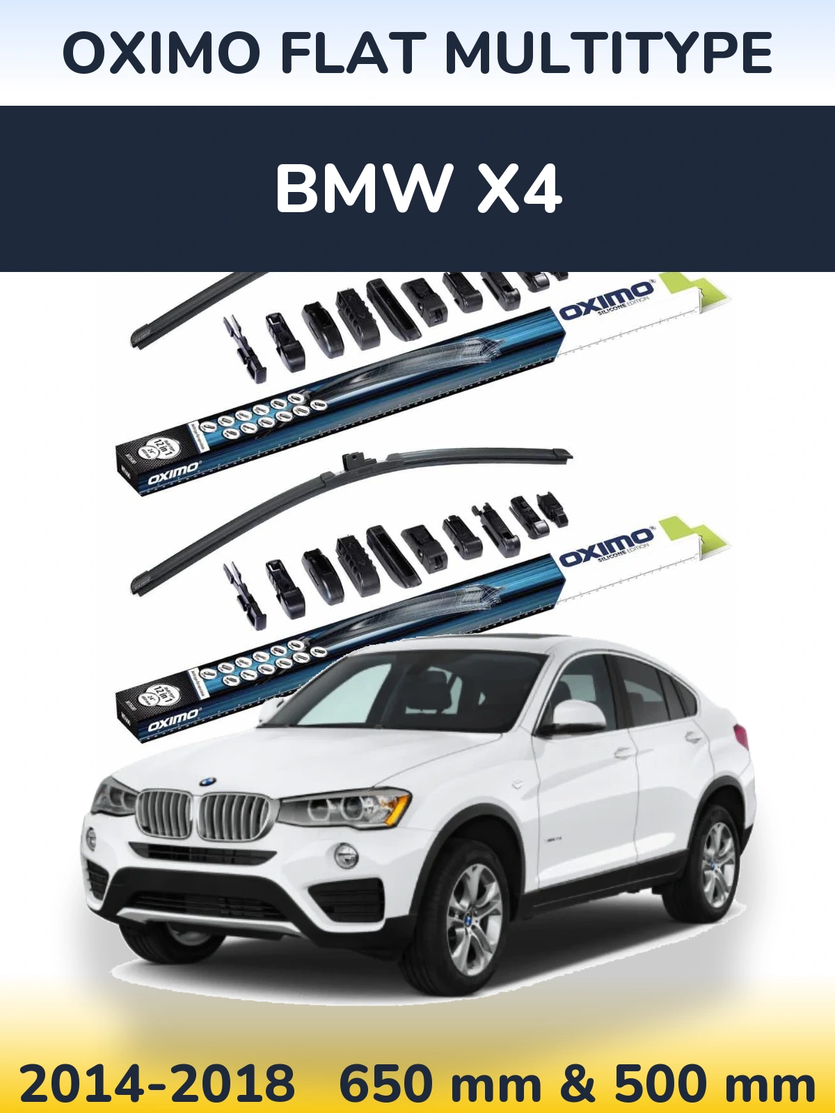 Komplet przednich wycieraczek Oximo Flat MultiType 650 & 500 mm do BMW X4 2014-2018