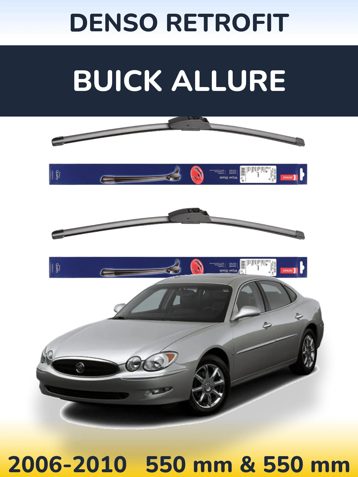 Komplet przednich wycieraczek Denso Retrofit 550 & 550 mm do Buick Allure 2006-2010