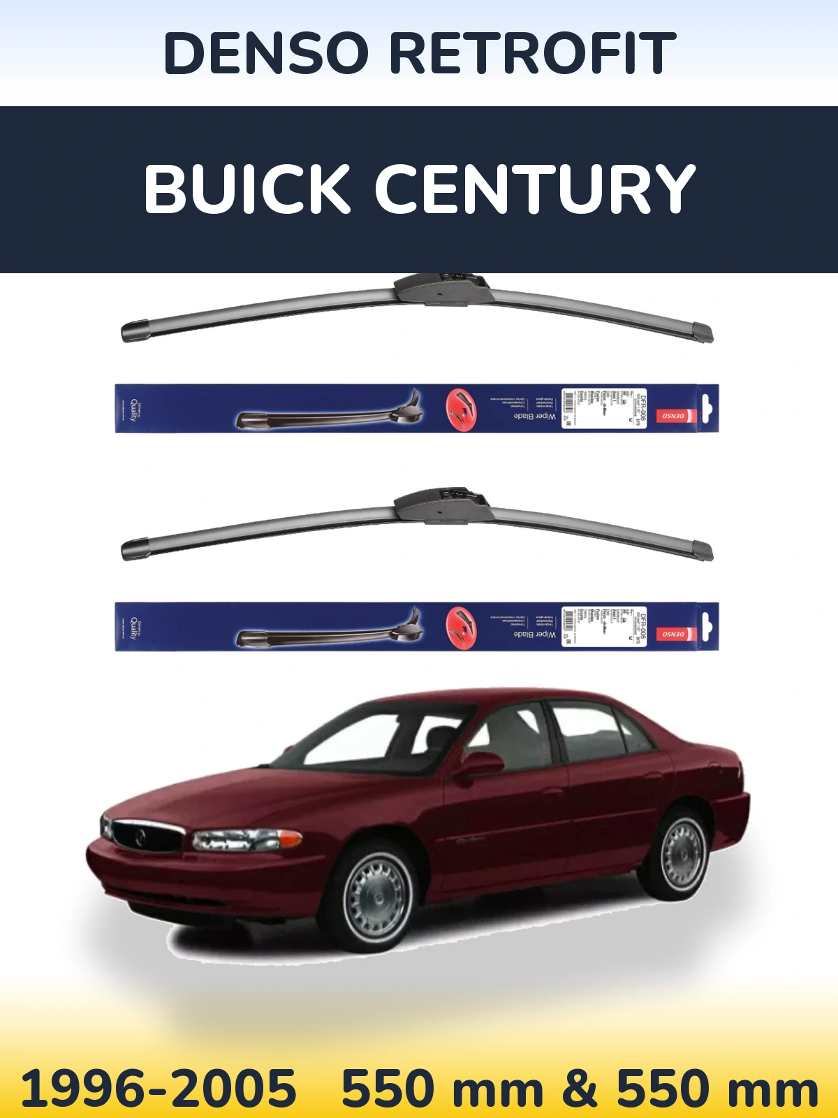 Комплект передних дворников Denso Retrofit 550 & 550 мм для Buick Century 1996-2005