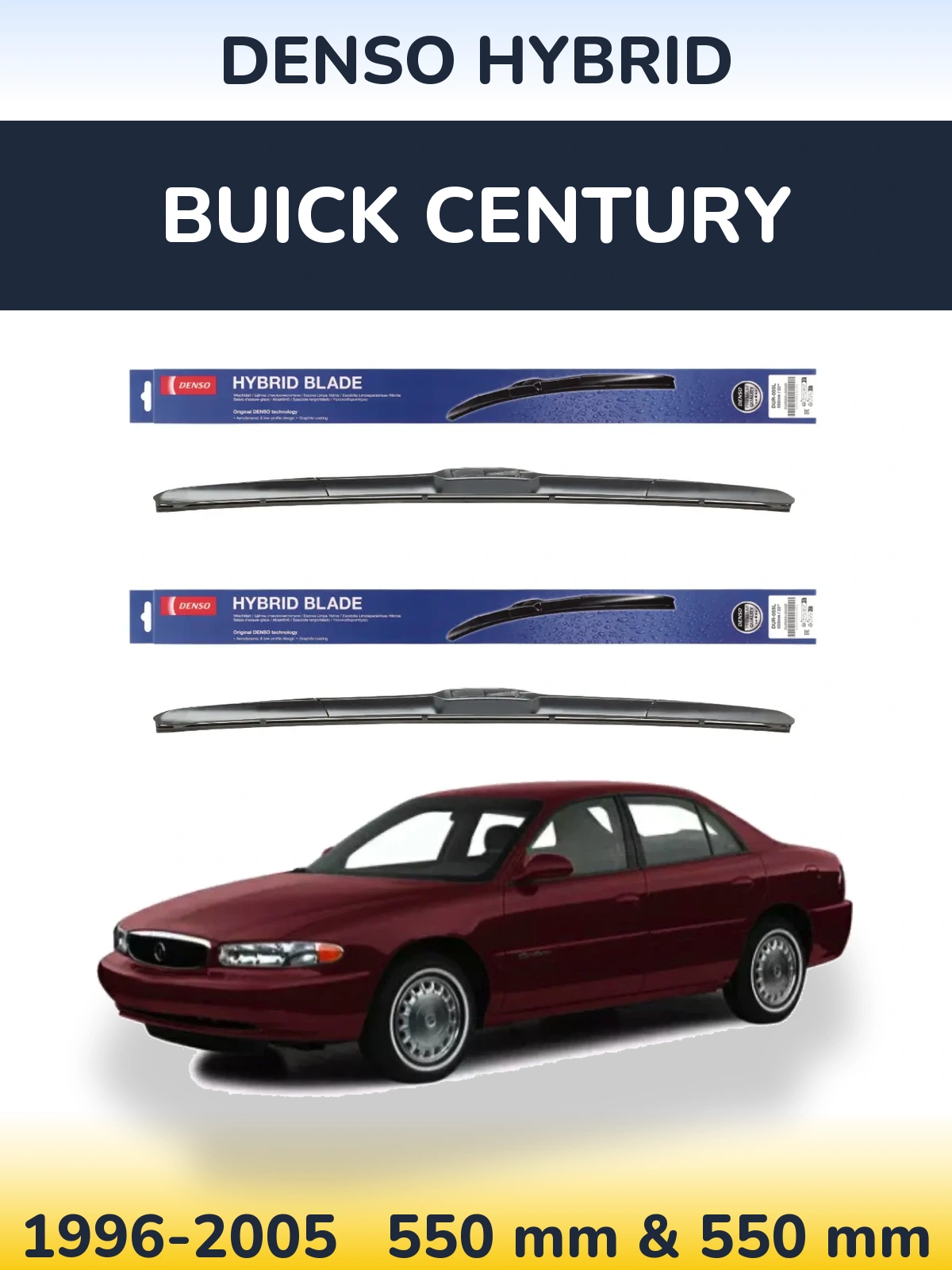 Комплект передних дворников Denso Hybrid 550 & 550 мм для Buick Century 1996-2005
