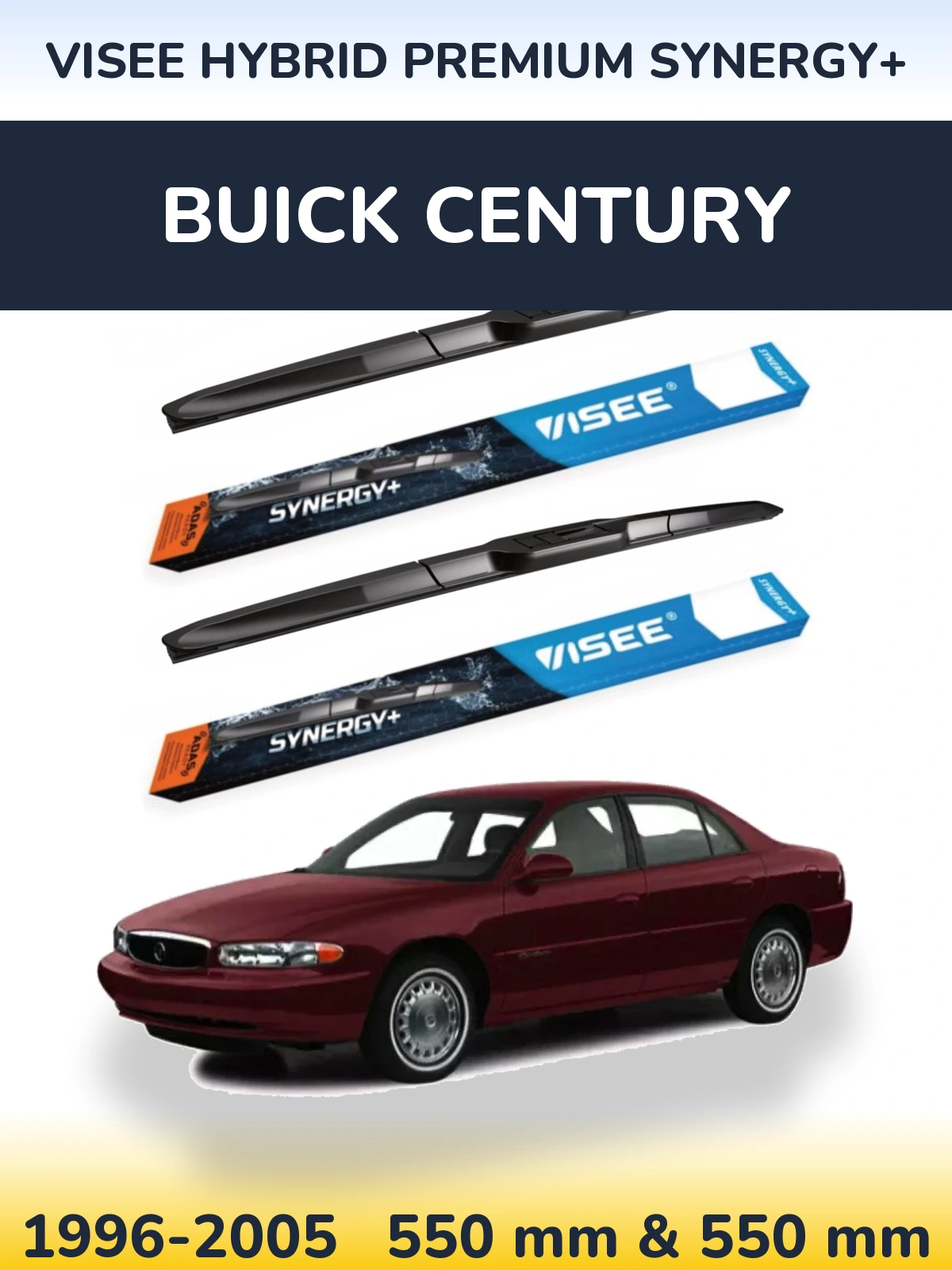 Komplet przednich wycieraczek VISEE HYBRID PREMIUM SYNERGY+ 550 & 550 mm do Buick Century 1996-2005