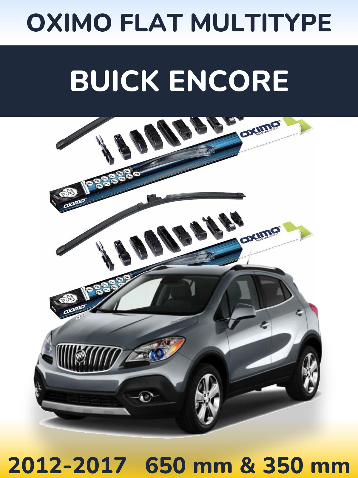 Комплект передних дворников Oximo Flat MultiТипe 650 & 350 мм для Buick Encore 2012-2017
