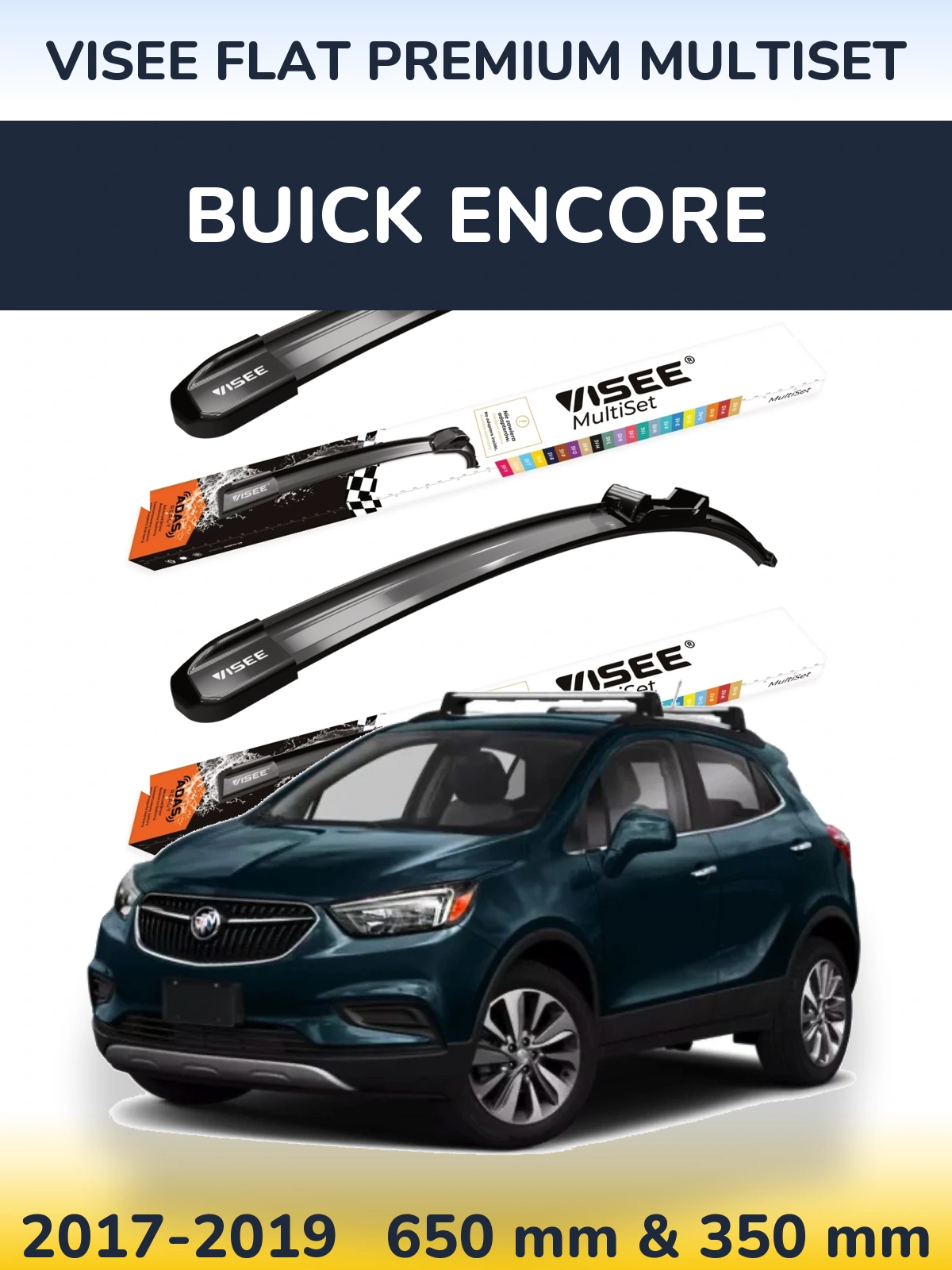Front wiper blade set VISEE FLAT PREMIUM MultiSet 650 & 350 mm for Buick Encore 2017-2019