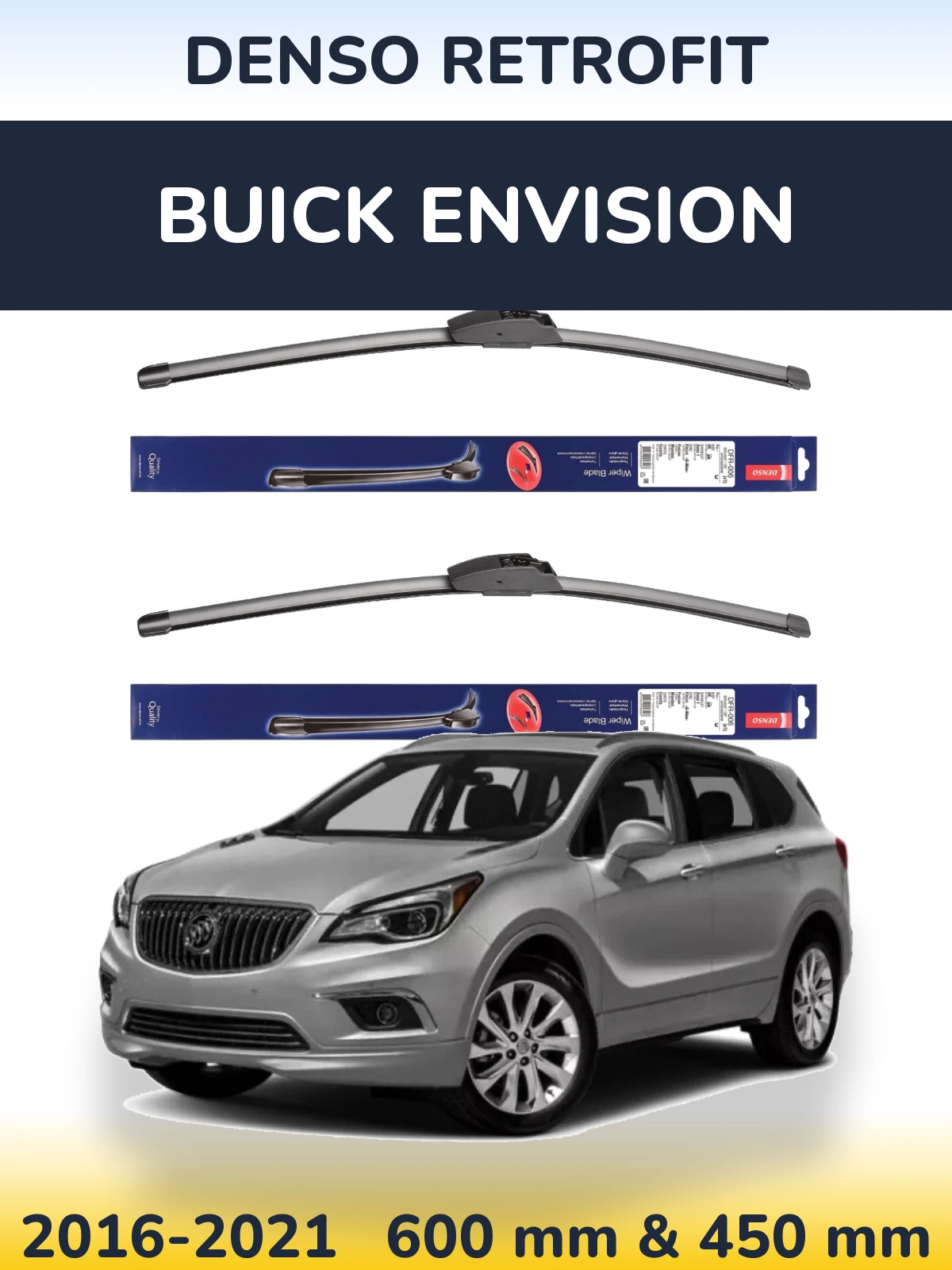 Komplet przednich wycieraczek Denso Retrofit 600 & 450 mm do Buick Envision 2016-2021