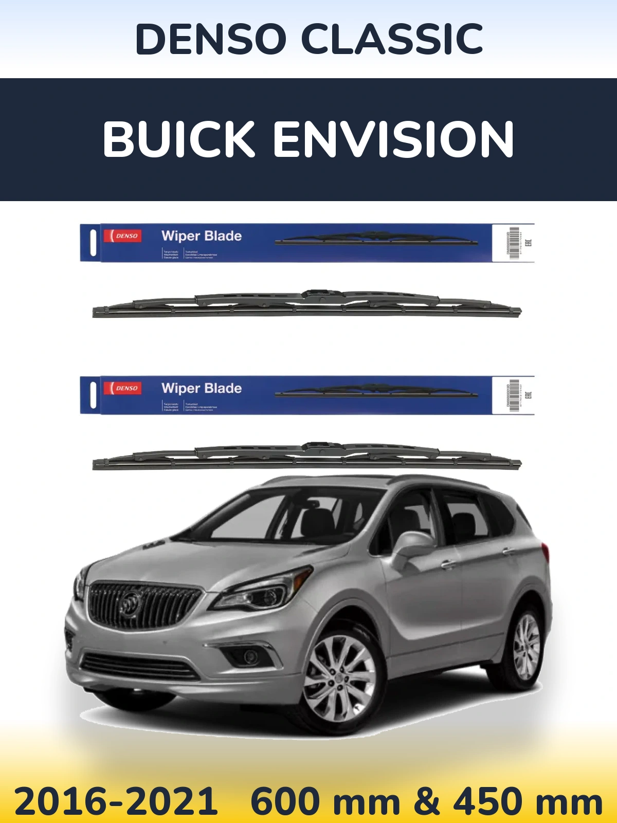 Комплект передних дворников Denso Classic 600 & 450 мм для Buick Envision 2016-2021